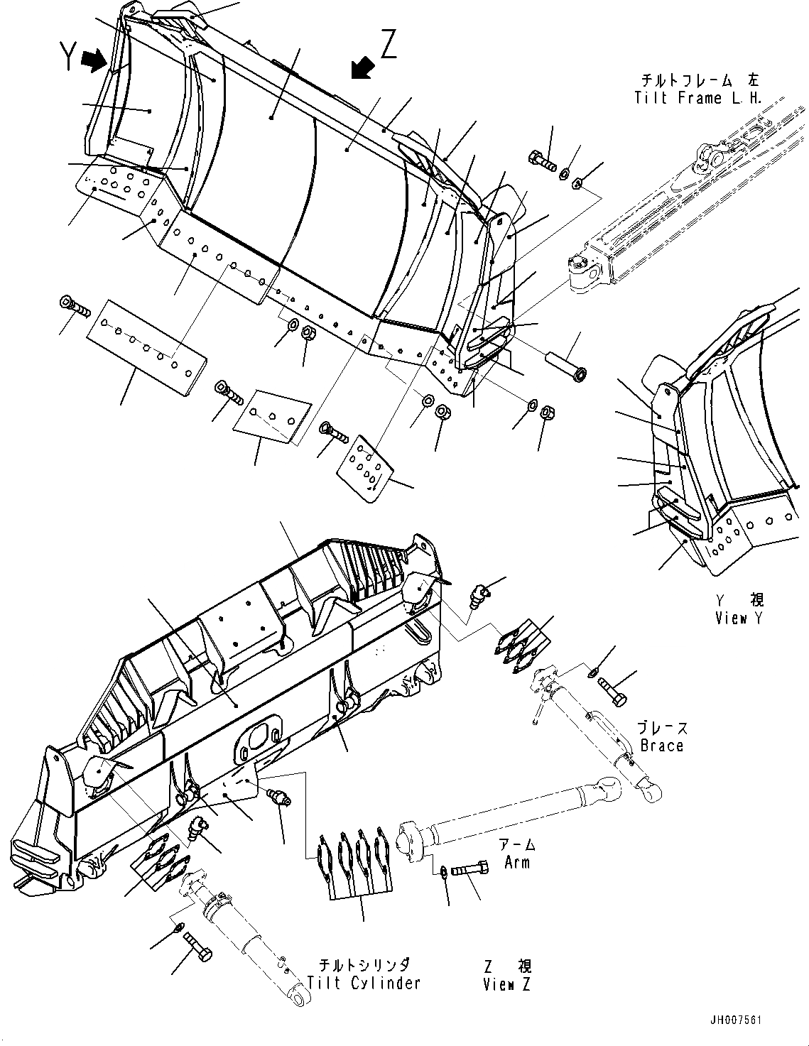 Схема запчастей Komatsu D155AX-7 - DOZER ОТВАЛ (№9-) DOZER ОТВАЛ, УСИЛ. ДВОЙН. НАКЛОН. SIGMADOZER, SUPERHARD BIT И КРОМКА, ДЛЯ IB СПЕЦ-ЯIFICATION