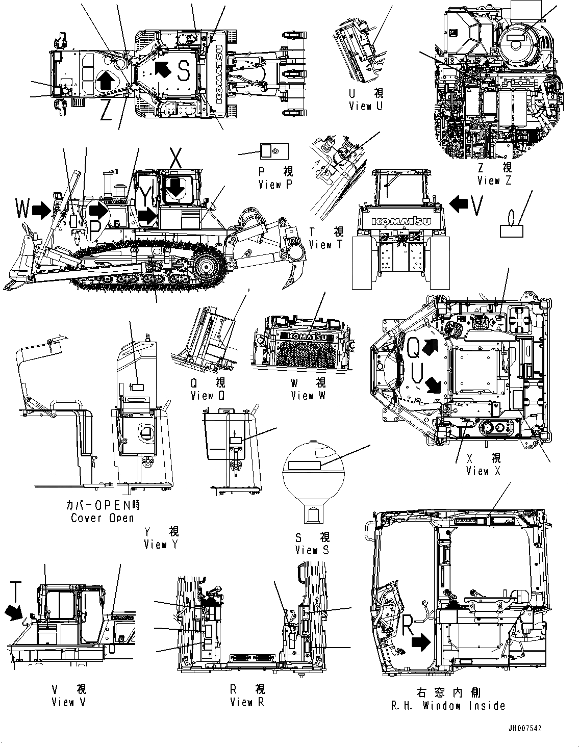 Схема запчастей Komatsu D155AX-7 - MARKS И ТАБЛИЧКИS, (№9-) MARKS И ТАБЛИЧКИS, АНГЛ., США И PUERTO RICO