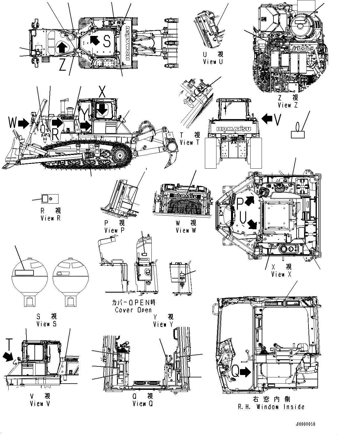 Схема запчастей Komatsu D155AX-7 - MARKS И ТАБЛИЧКИS (№9-) MARKS И ТАБЛИЧКИS, АНГЛ., США И PUERTO RICO, LANDFILL СПЕЦ-ЯIFICATION