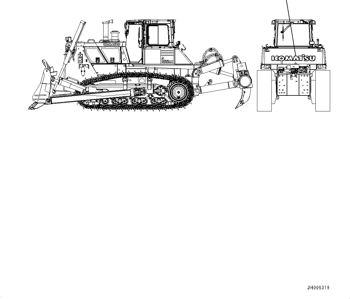 Схема запчастей Komatsu D155AX-7 - KOMATSU ЛОГОТИП, ЗАДН. (№9-) KOMATSU ЛОГОТИП, ДЛЯ LANDFILL СПЕЦ-ЯIFICATION