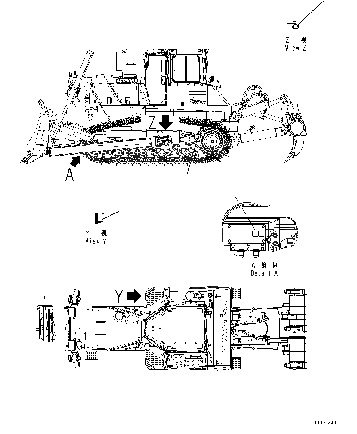 Схема запчастей Komatsu D155AX-7 - BALANCING MARK (№9-) BALANCING MARK, ДЛЯ СТРАН ЕС НОВ. NOISE ARRANGEMENT 