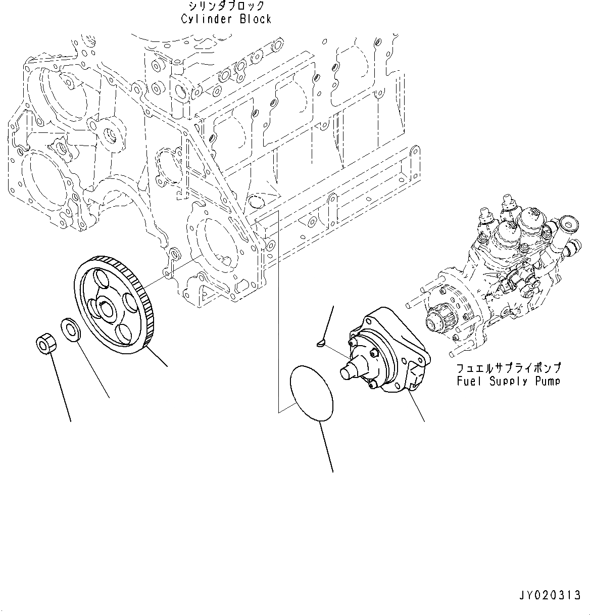 Схема запчастей Komatsu SAA6D140E-6B - ТОПЛИВН. НАСОС ПРИВОД (№7-) ТОПЛИВН. НАСОС ПРИВОД