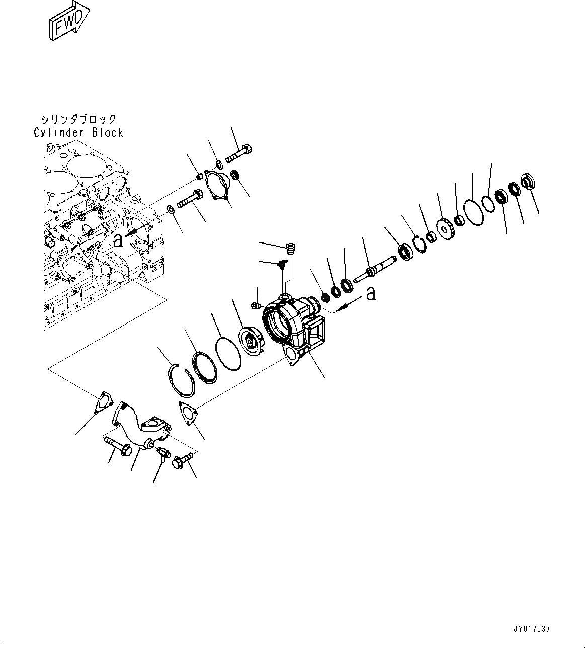 Схема запчастей Komatsu SAA6D140E-6B - ВОДЯНАЯ ПОМПА, ВНУТР. ЧАСТИ (№7-7) ВОДЯНАЯ ПОМПА