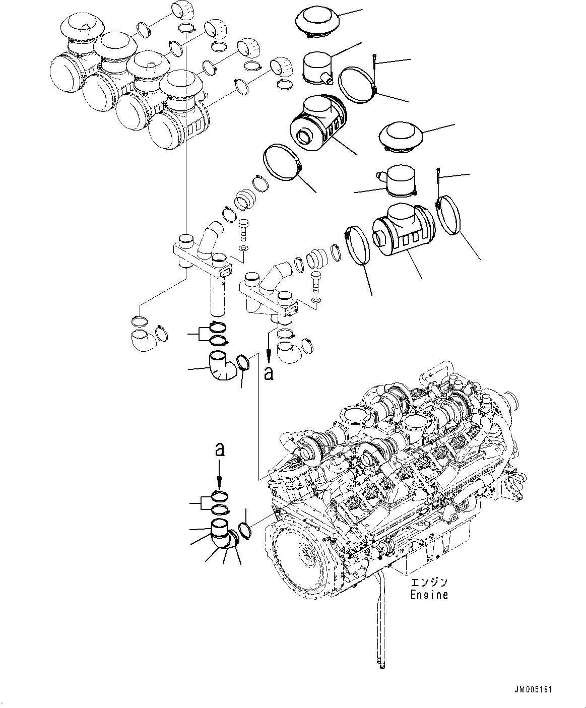 Схема запчастей Komatsu WA1200-6 - ДВИГАТЕЛЬ БЛОК, ВОЗДУХООЧИСТИТЕЛЬ ASSEMBLY (№-) ДВИГАТЕЛЬ БЛОК