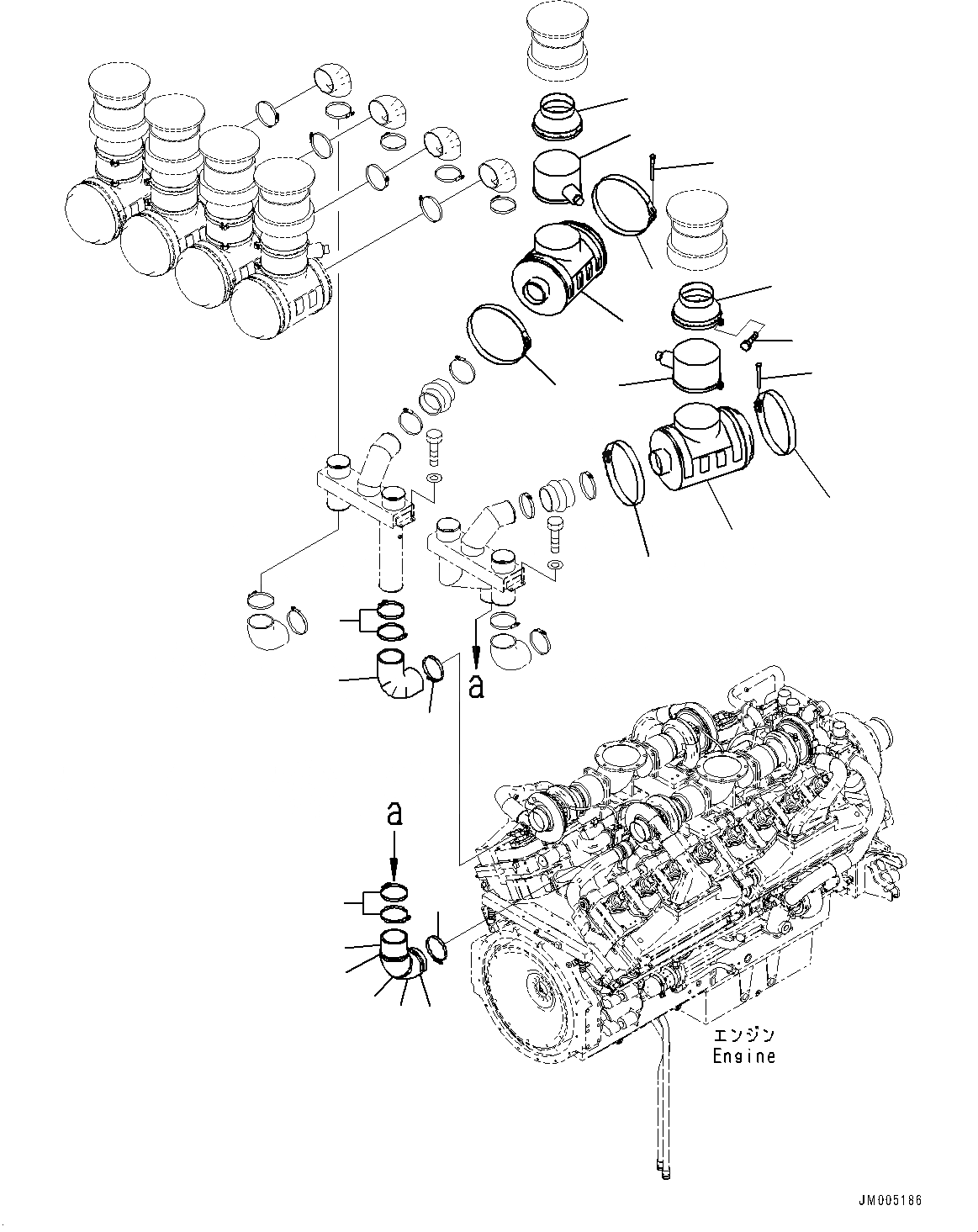 Схема запчастей Komatsu WA1200-6 - ДВИГАТЕЛЬ БЛОК, ВОЗДУХООЧИСТИТЕЛЬ ASSEMBLY (№-) ДВИГАТЕЛЬ БЛОК