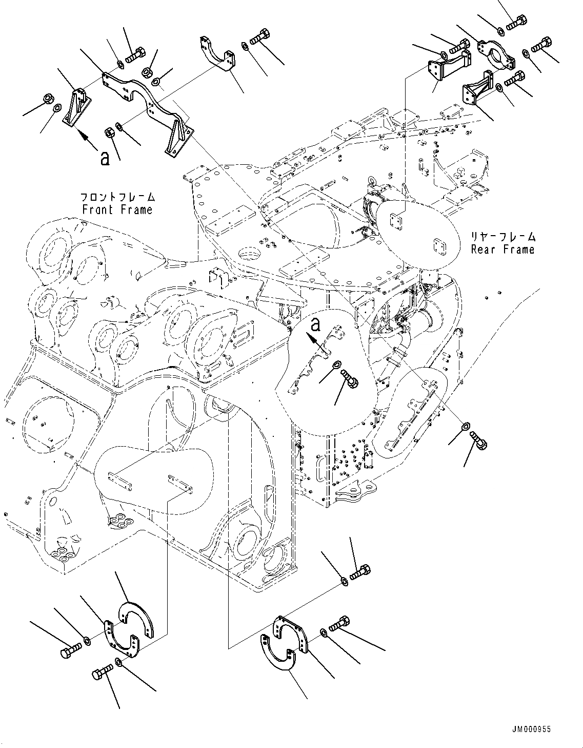 Схема запчастей Komatsu WA1200-6 - СОЧЛ. СОЕД. БЛОКИР. BAR И РАМА COVER, СИЛОВАЯ ПЕРЕДАЧА ЧАСТИ КОРПУСА (№-) СОЧЛ. СОЕД. БЛОКИР. BAR И РАМА COVER, С СИЛОВАЯ ПЕРЕДАЧА ЧАСТИ КОРПУСА