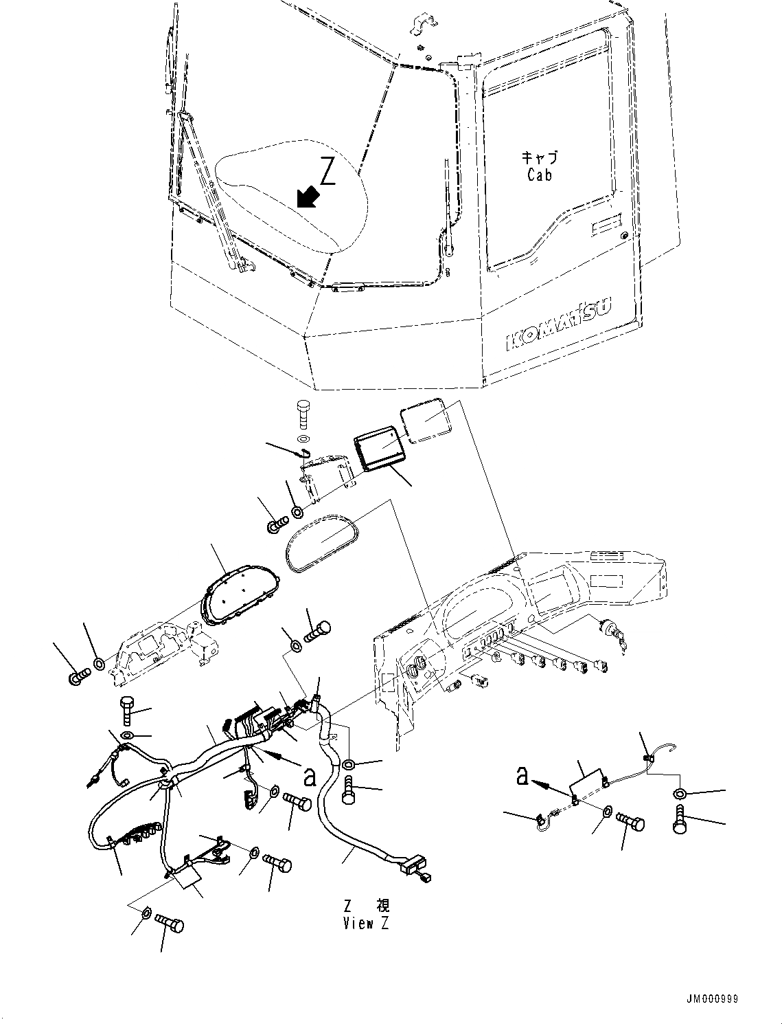 Схема запчастей Komatsu WA1200-6 - КАБИНА, ОСНОВН. И MULTI МОНИТОР (№-) КАБИНА