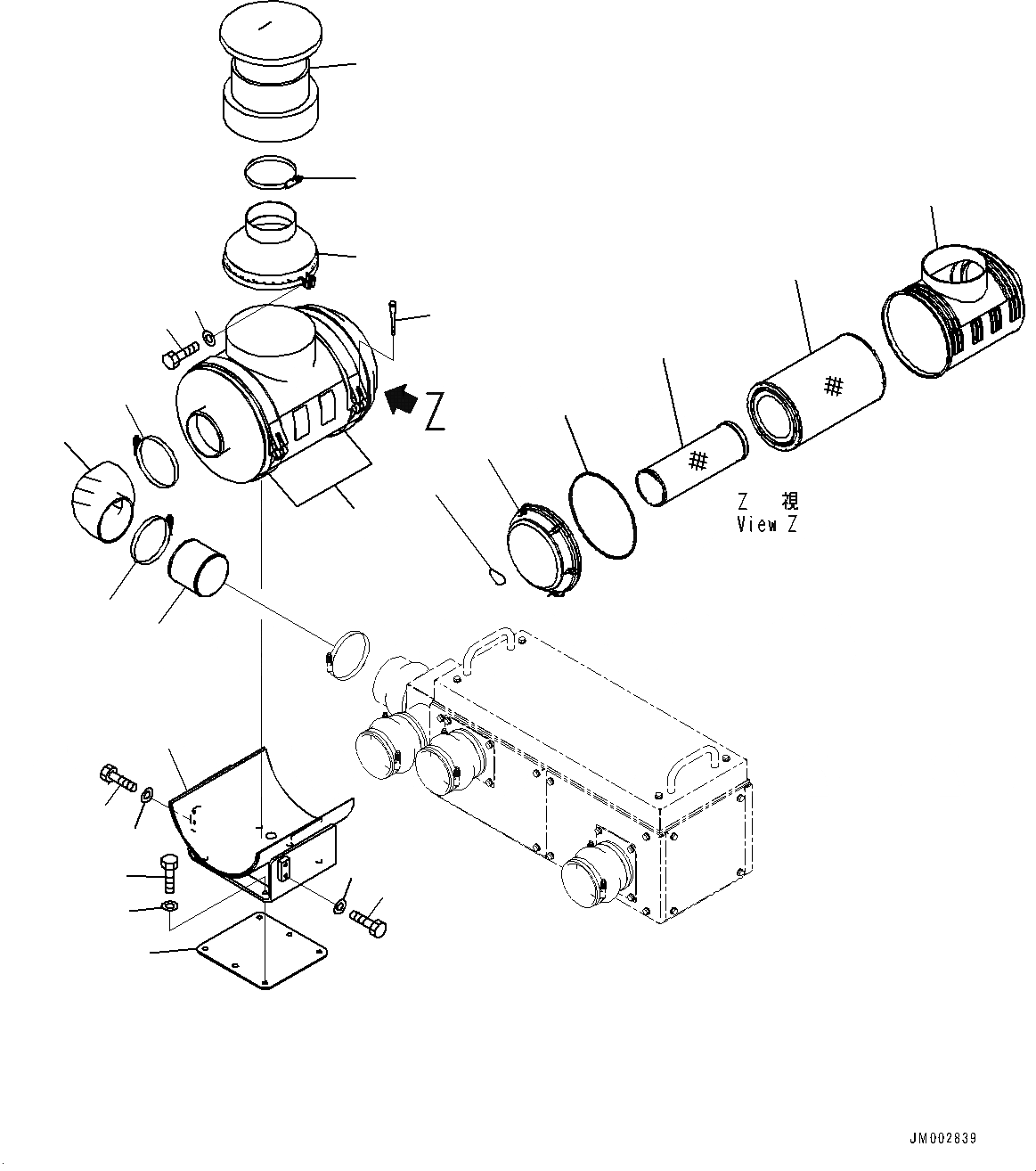 Схема запчастей Komatsu WA1200-6 - КОНДИЦ. ВОЗДУХА, ВОЗДУХООЧИСТИТЕЛЬ ASSEMBLY (№-) КОНДИЦ. ВОЗДУХА