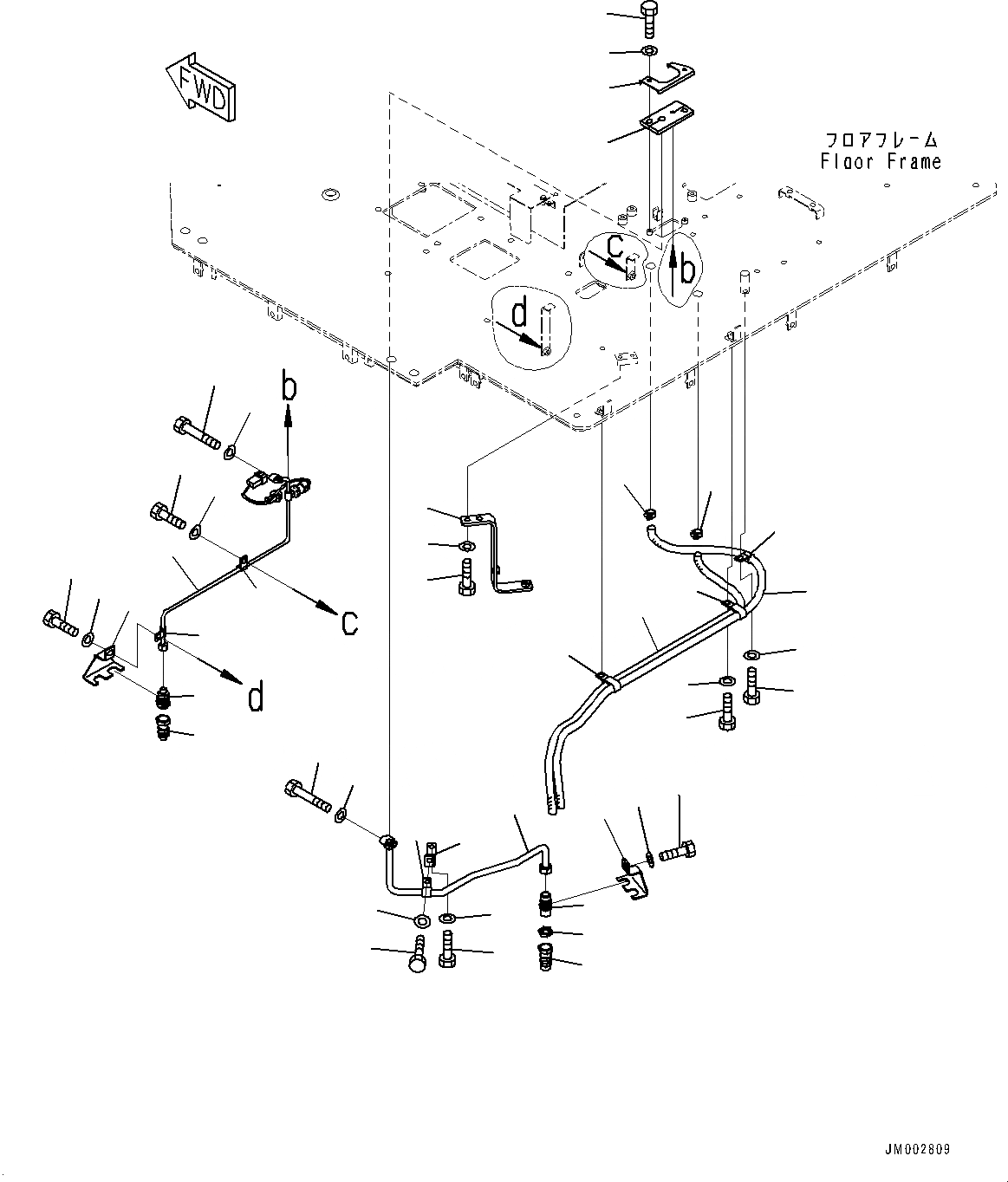 Схема запчастей Komatsu WA1200-6 - ПОЛ, ТРУБКИ КОНДИЦИОНЕРА (№-) ПОЛ