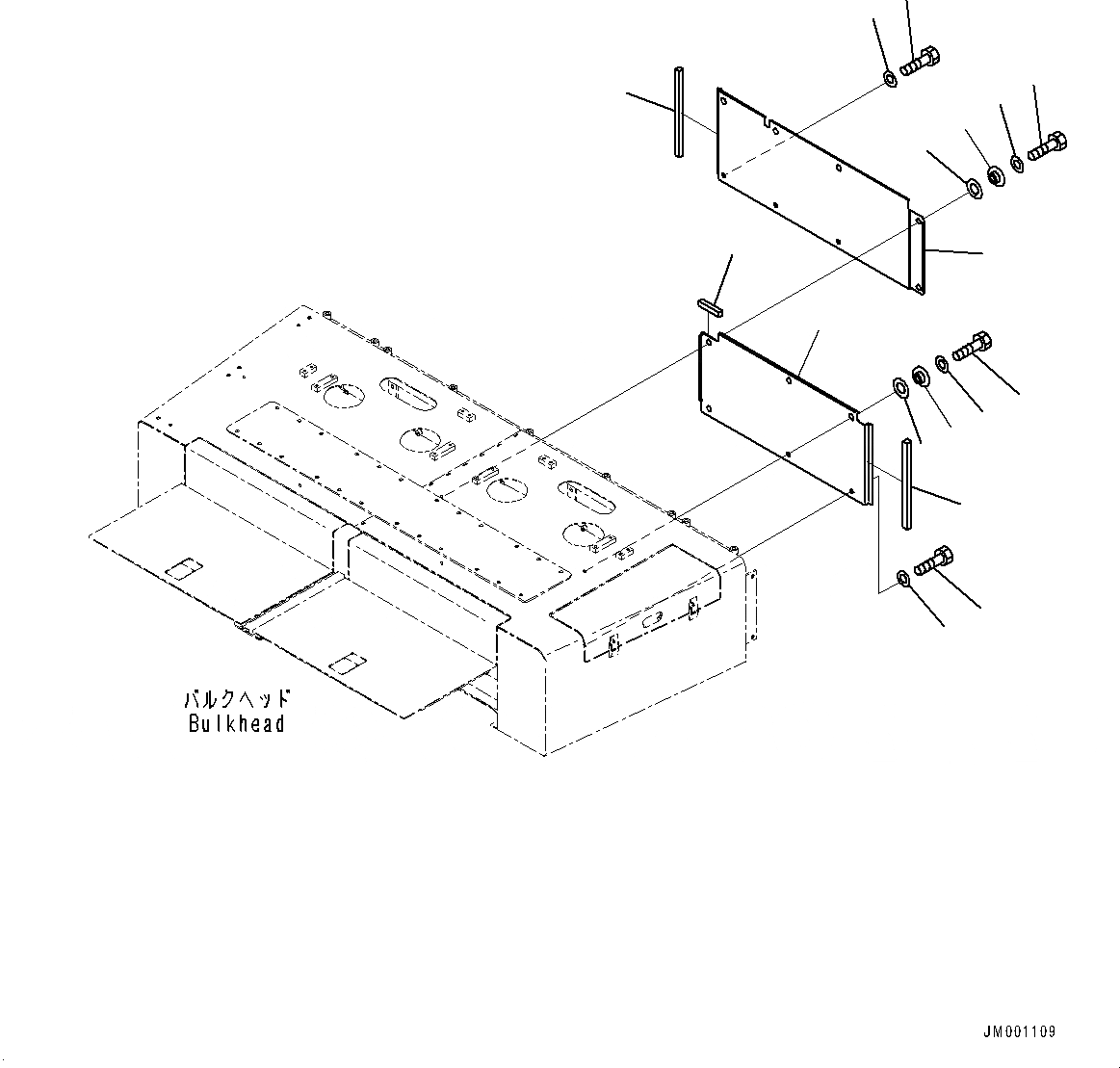 Схема запчастей Komatsu WA1200-6 - BULKHEAD, КРЫШКА(№-) BULKHEAD, БЕЗ EC REGULATION ARRANGEMENT