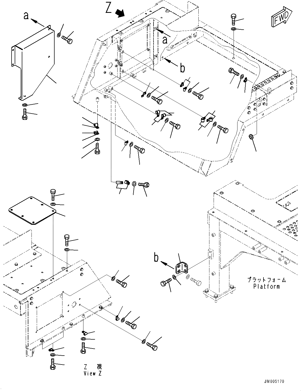 Схема запчастей Komatsu WA1200-6 - ПЛАТФОРМА ГРУППА, ПЛАТФОРМА, ПРАВ. (№-) ПЛАТФОРМА ГРУППА