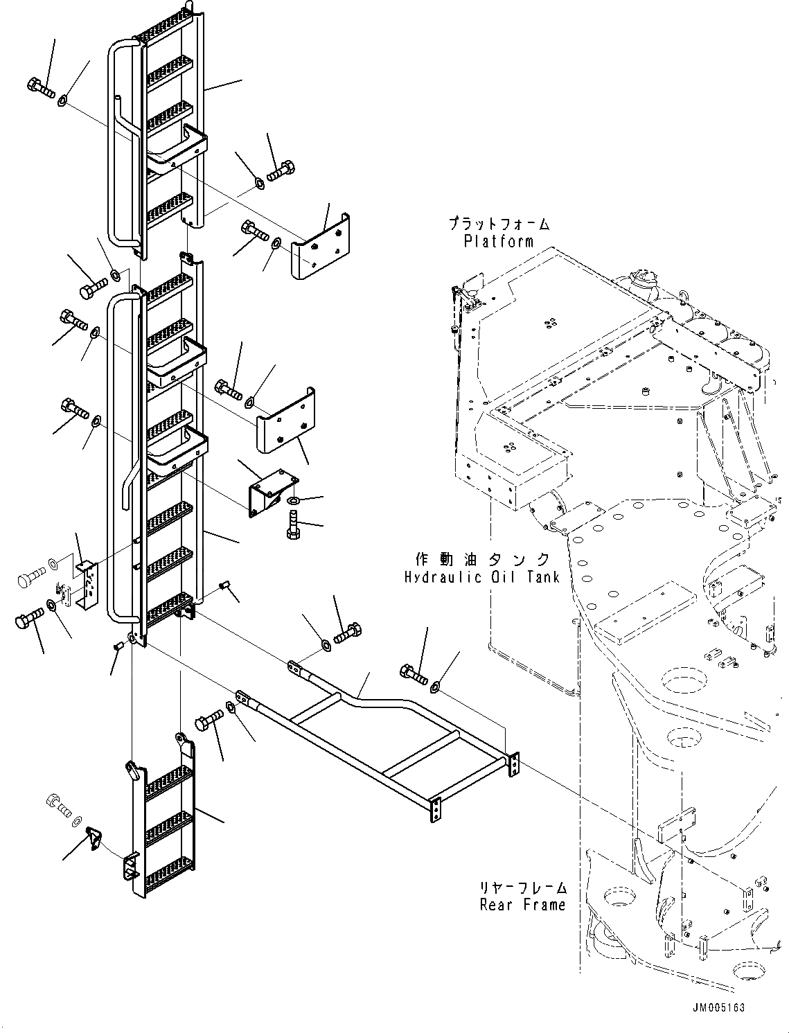 Схема запчастей Komatsu WA1200-6 - ПЛАТФОРМА ГРУППА, ЛЕСТНИЦА (№-) ПЛАТФОРМА ГРУППА