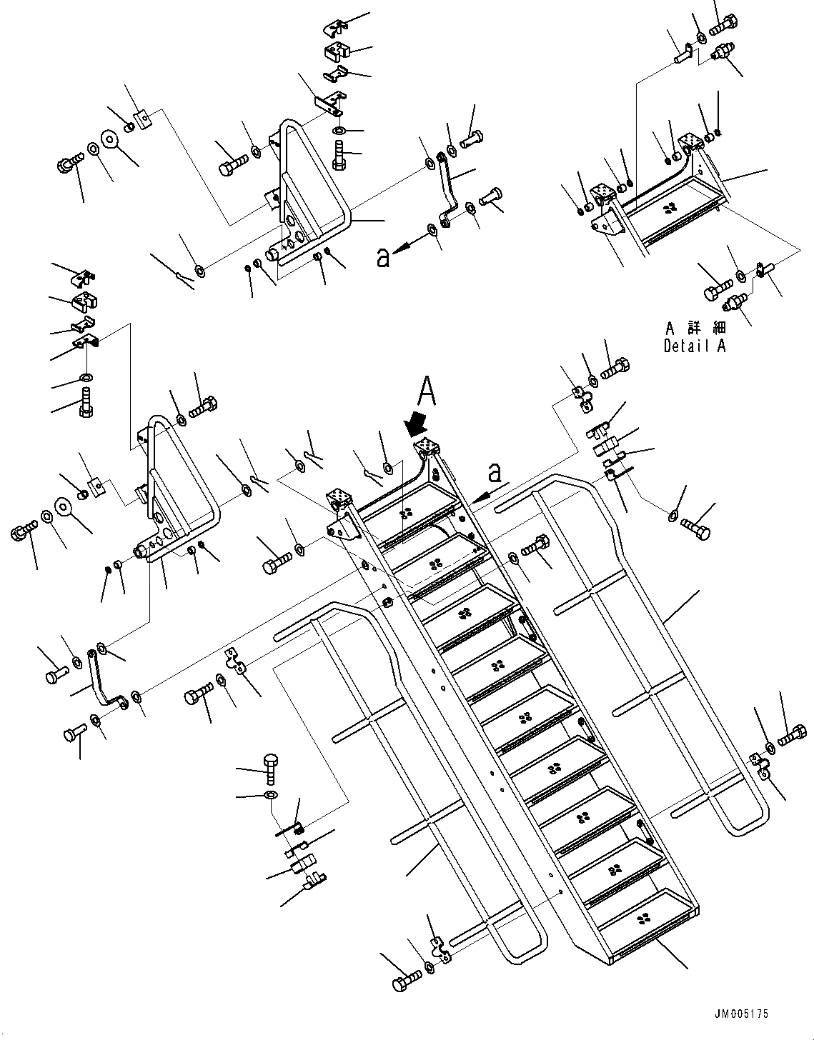 Схема запчастей Komatsu WA1200-6 - ЛЕСТНИЦА И HANDRAIL, POWER ЛЕСТНИЦА (№-) ЛЕСТНИЦА И HANDRAIL