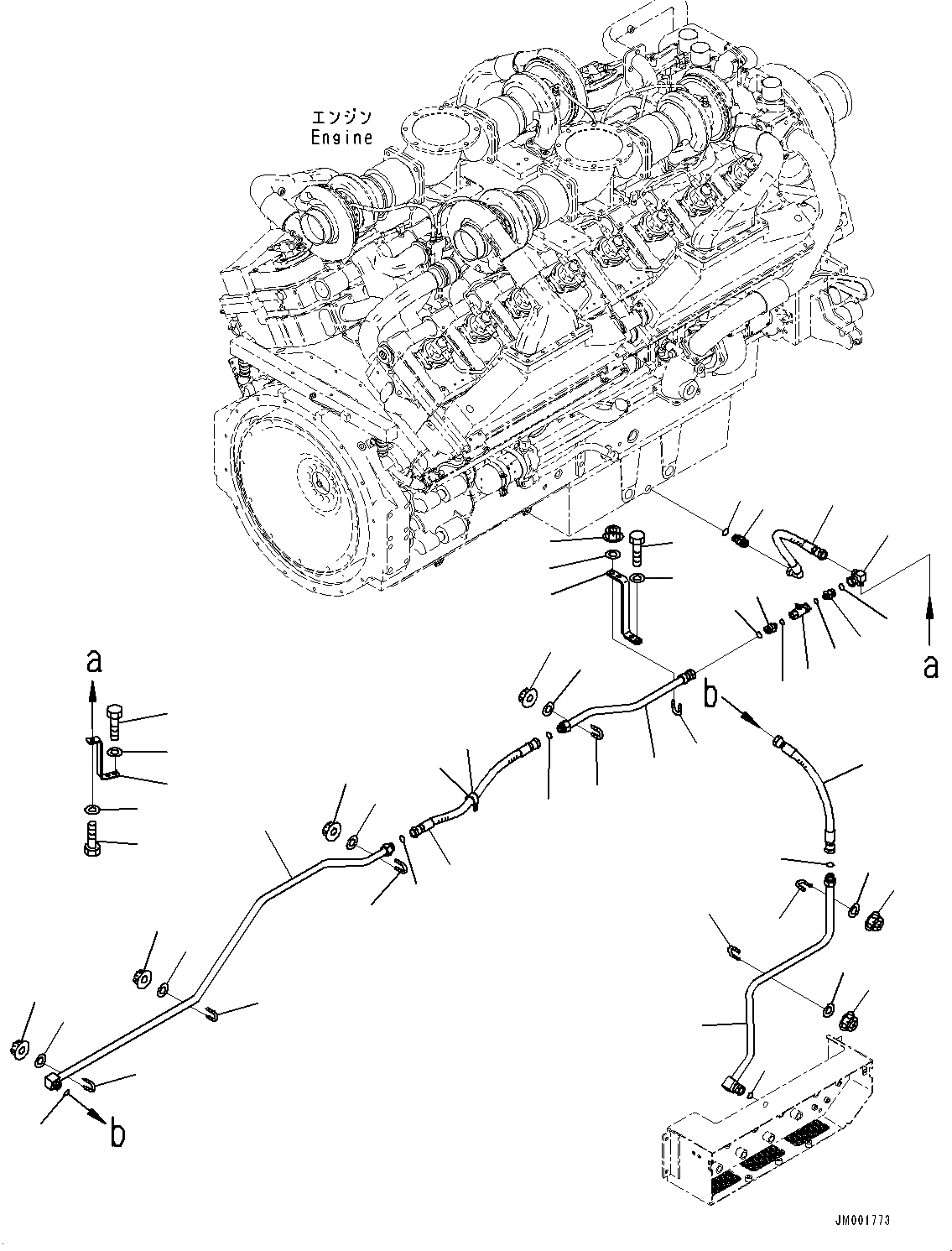 Схема запчастей Komatsu WA1200-6 - SERVICE ЦЕНТР., ДВИГАТЕЛЬ МАСЛ. QUICK FILL ТРУБЫ (№-) SERVICE ЦЕНТР.