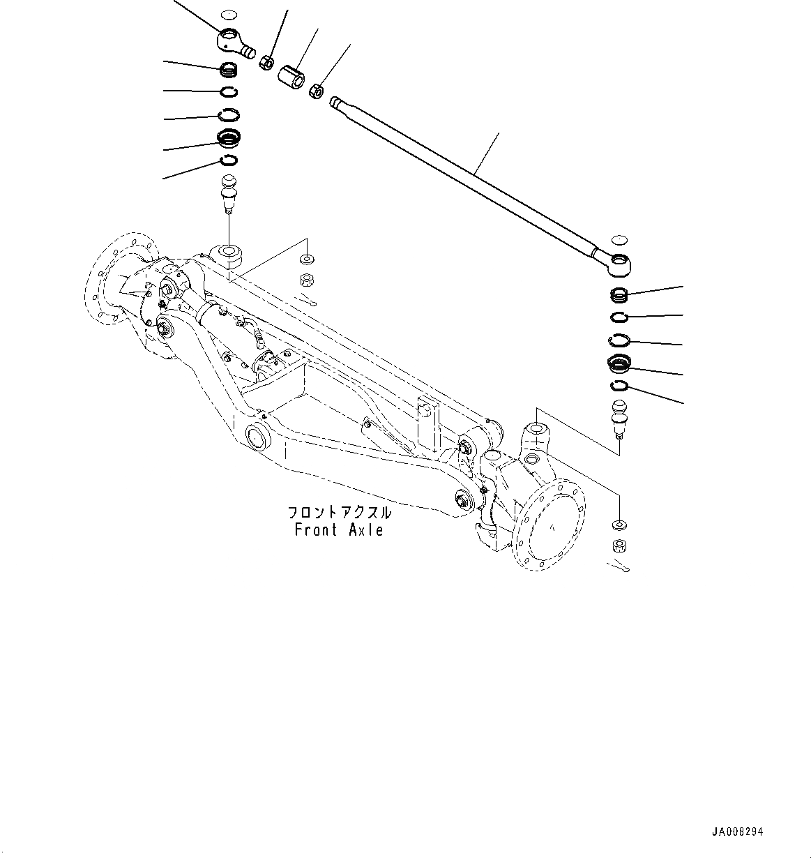 Схема запчастей Komatsu GD755-5R - ПЕРЕДНИЙ МОСТ, TIE BAR (№-) ПЕРЕДНИЙ МОСТ