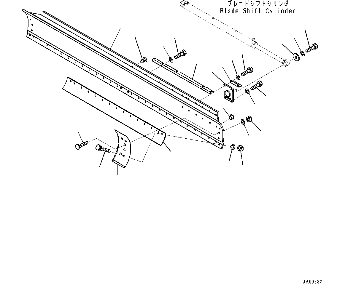 Схема запчастей Komatsu GD755-5R - ОТВАЛ (№-) ОТВАЛ, .M ШИР., HI-CARBON, КРОМКА HEIGHT MM