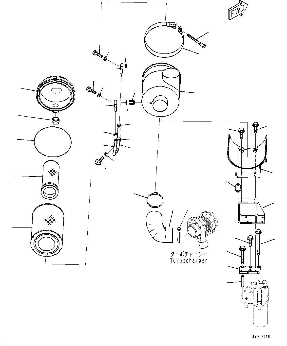 Схема запчастей Komatsu SAA6D125E-5HR - ВОЗДУХООЧИСТИТЕЛЬ (№77-) ВОЗДУХООЧИСТИТЕЛЬ