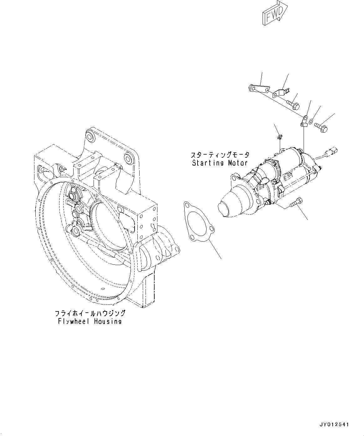 Схема запчастей Komatsu SAA6D125E-5HR - СТАРТЕР, КРЕПЛЕНИЕ (№77-) СТАРТЕР, 7.KW