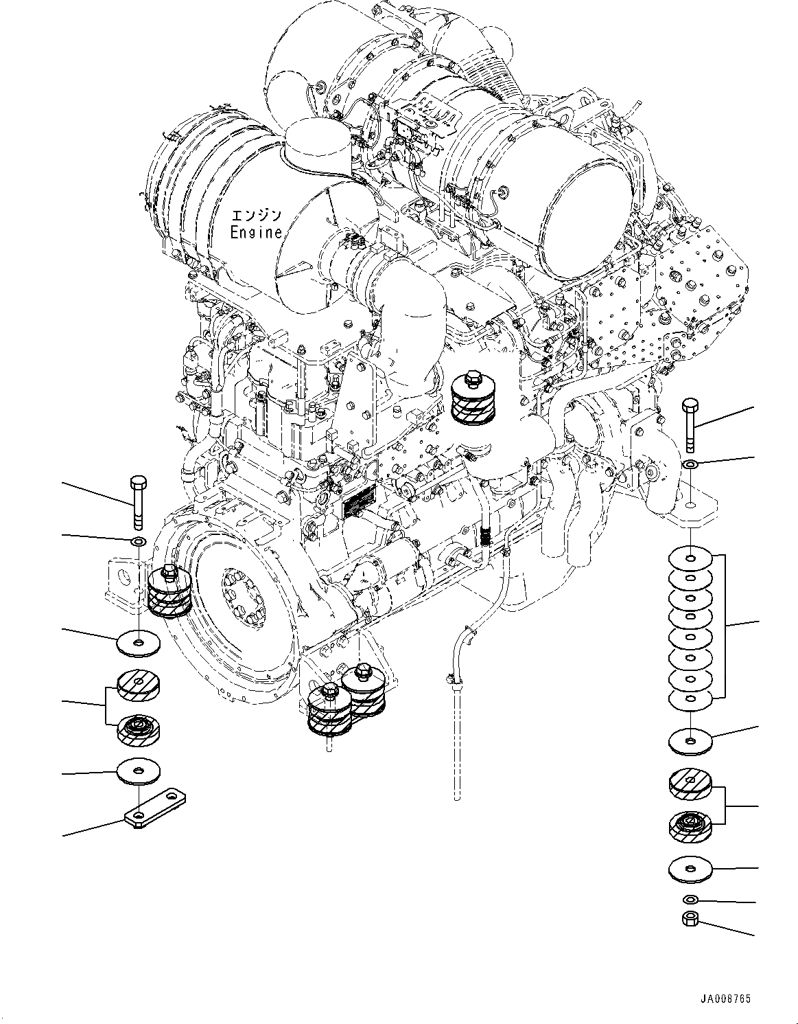 Схема запчастей Komatsu WA500-7 - КРЕПЛЕНИЕ ДВИГАТЕЛЯ, ПОДУШКИ (№-) КРЕПЛЕНИЕ ДВИГАТЕЛЯ