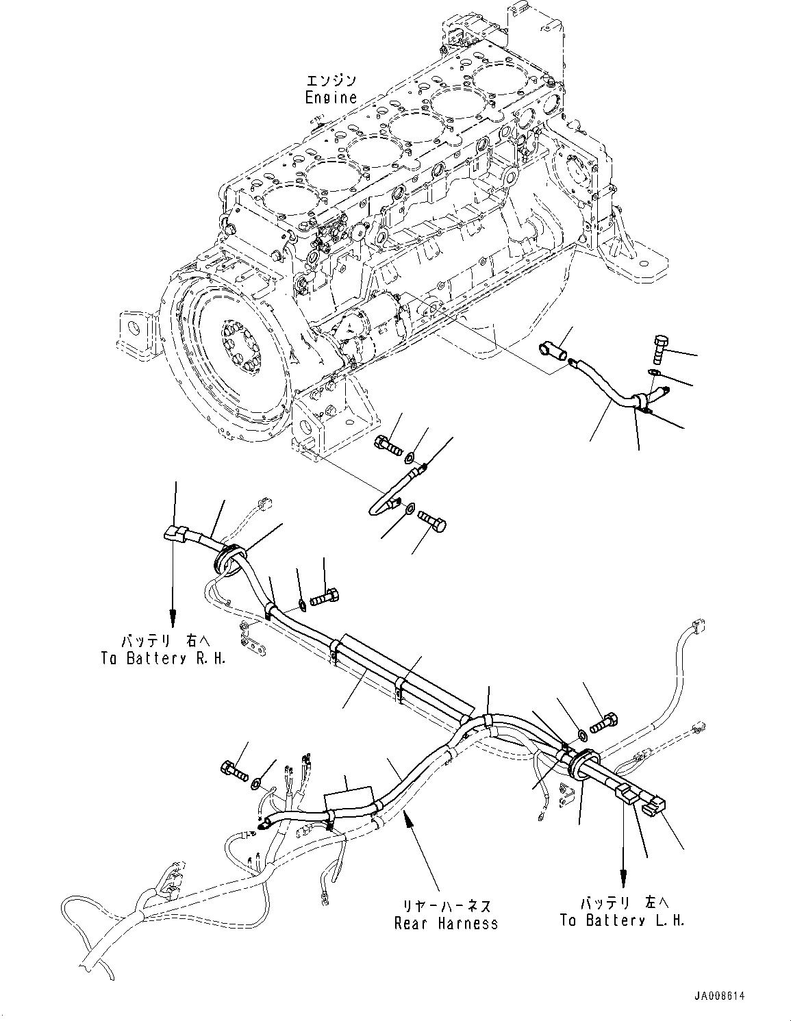 Схема запчастей Komatsu WA500-7 - ЗАДН. ПРОВОДКА, КАБЕЛЬ (№-) ЗАДН. ПРОВОДКА, С АВТОМАТИЧ.-СИСТ. СМАЗКИ СИСТЕМА