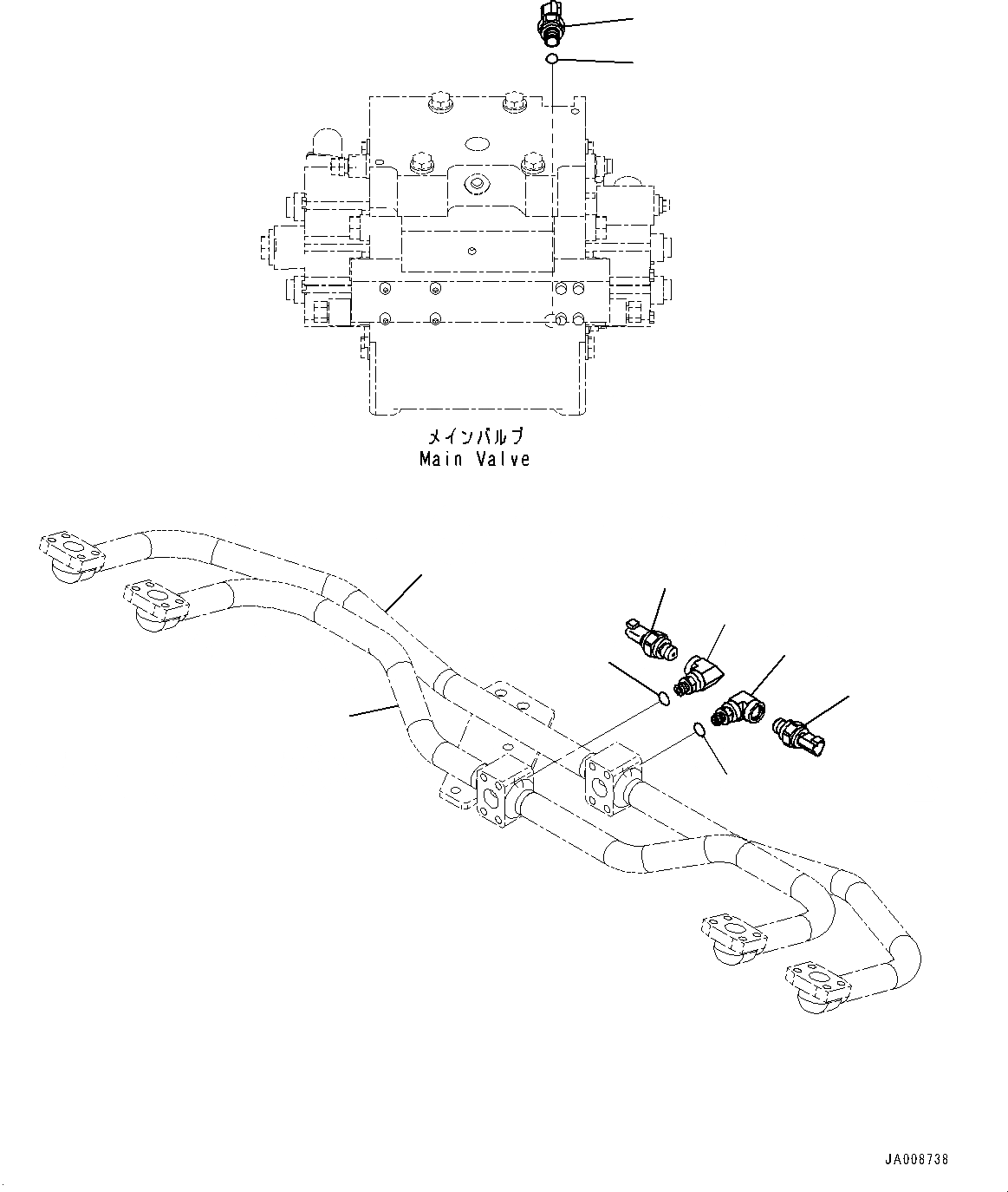 Схема запчастей Komatsu WA500-7 - ГИДРОЛИНИЯ, ДАТЧИК (№-) ГИДРОЛИНИЯ, С ПОГРУЗ. METER, ECSS