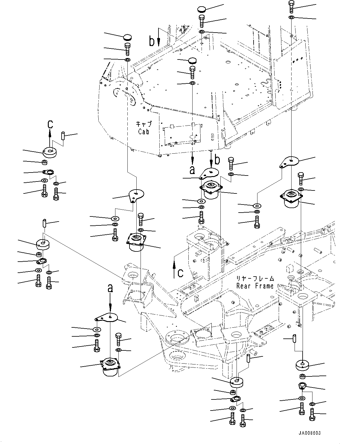 Схема запчастей Komatsu WA500-7 - СУППОРТЫ КАБИНЫ(№-) ПОЛ СУППОРТ