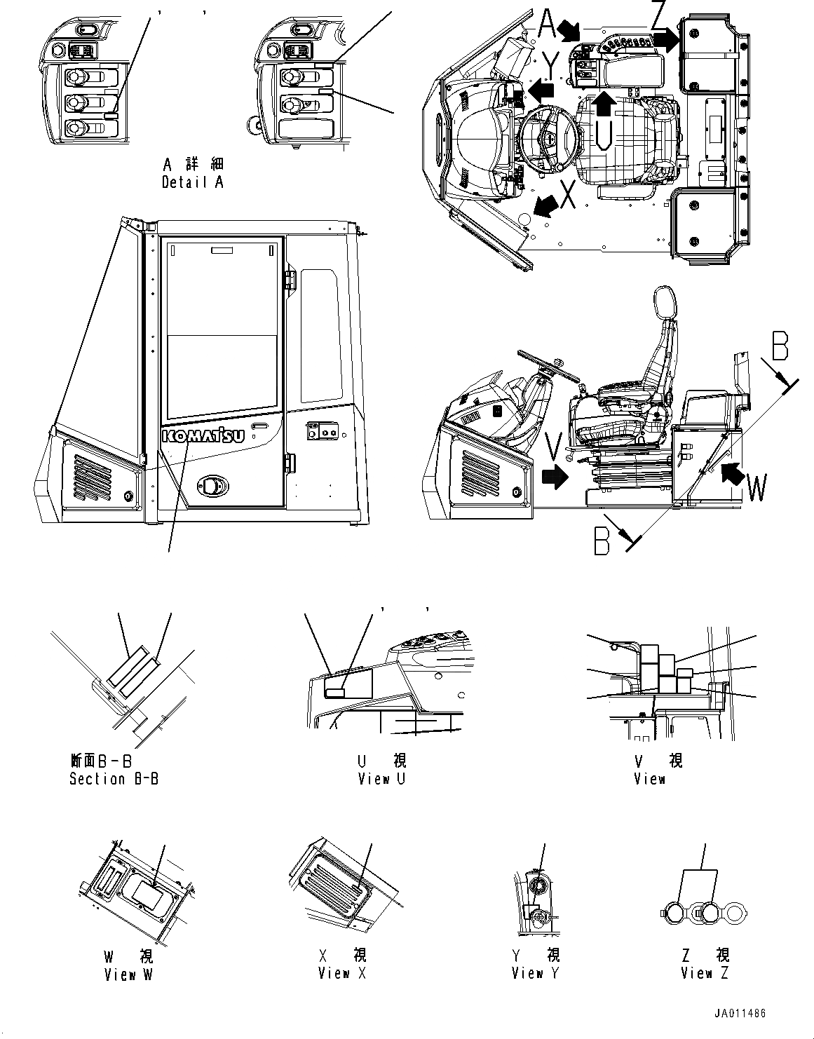 Схема запчастей Komatsu WA500-7 - ПОЛ ТАБЛИЧКИ (№-) ПОЛ ТАБЛИЧКИ, ИСПАНИЯ, США, С EPC MULTI-FUNCTION MONO РЫЧАГ