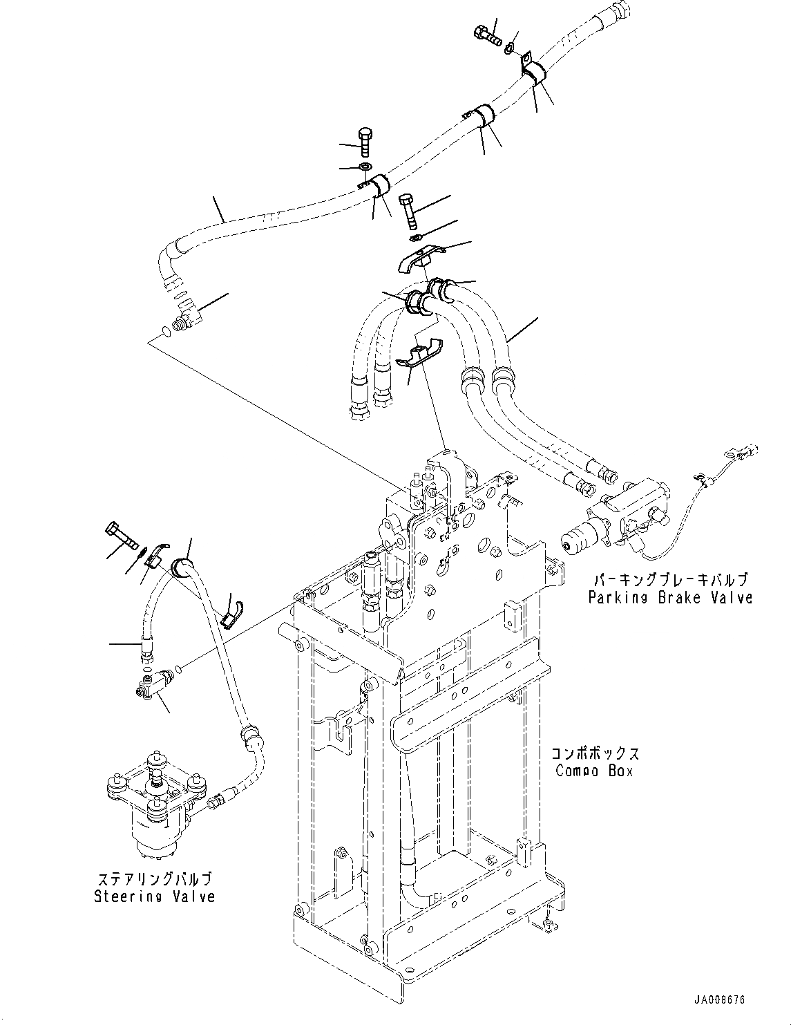 Схема запчастей Komatsu WA500-7 - ТОРМОЗ. COMPO КОРПУС, КРЕПЛЕНИЕ ШЛАНГОВ (№-) ТОРМОЗ. COMPO КОРПУС