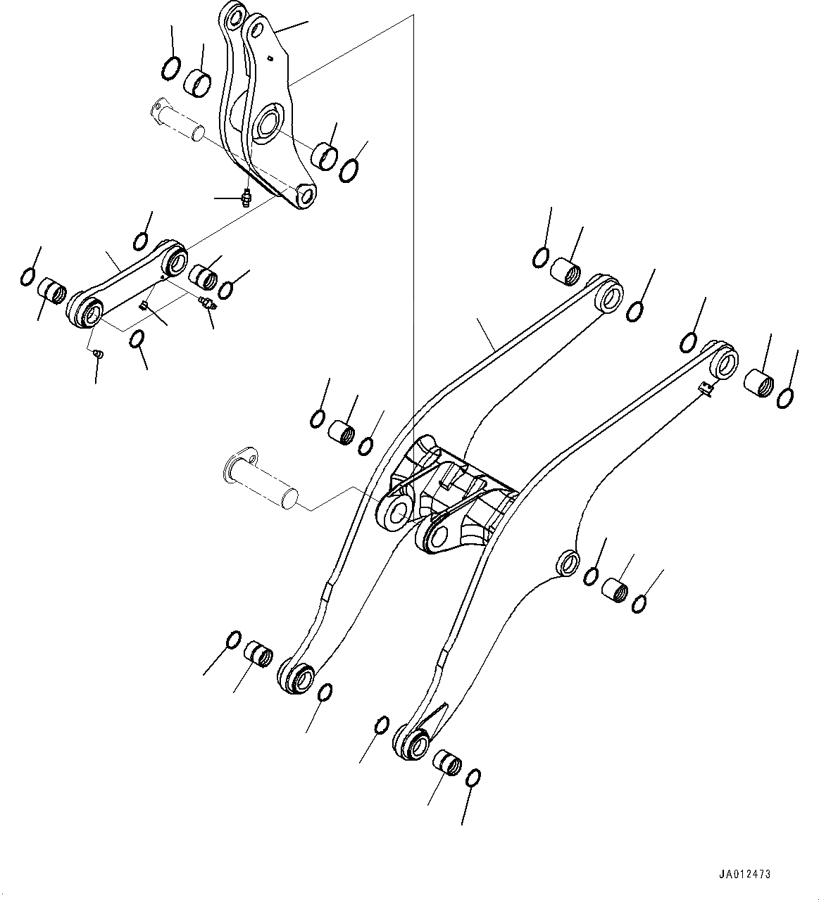 Схема запчастей Komatsu WA500-7 - СТРЕЛА И BELL CRANK, СТРЕЛА, BELL CRANK И СОЕДИНИТЕЛЬН. ЗВЕНО (№-) СТРЕЛА И BELL CRANK, С ВЫСОК. ПОДЪЕМ РУКОЯТЬ