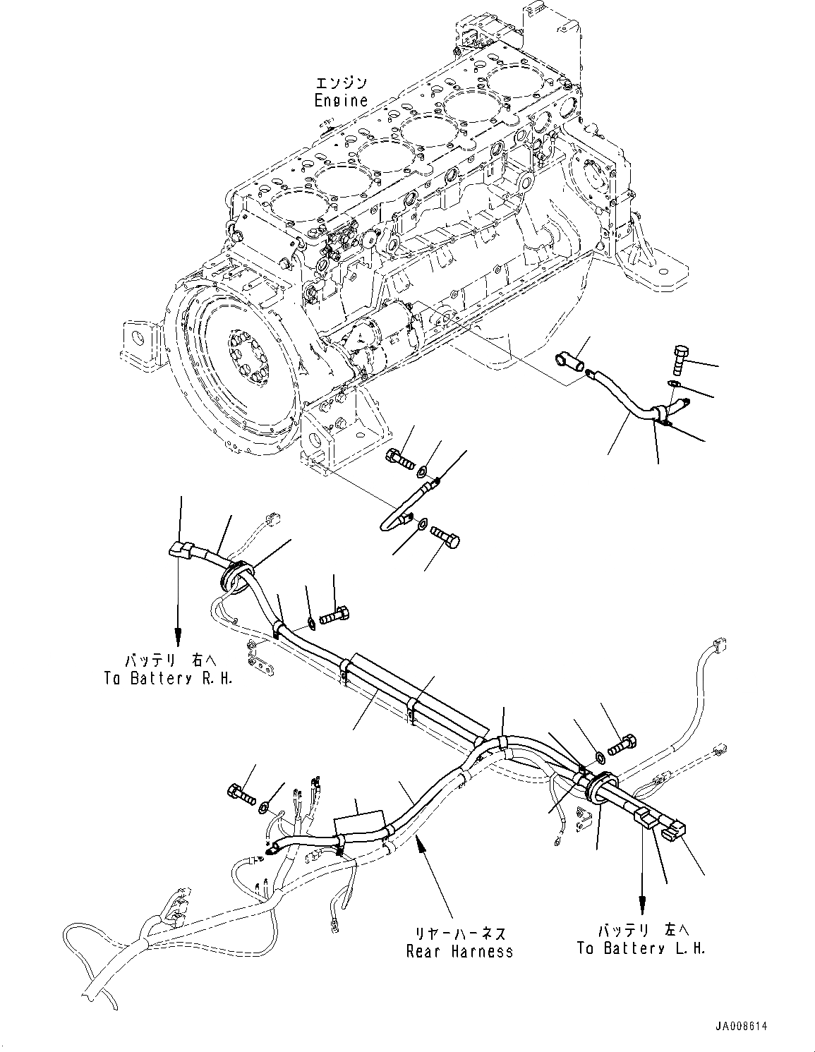 Схема запчастей Komatsu WA500-7 - ЗАДН. ПРОВОДКА, КАБЕЛЬ ЗАДН. ПРОВОДКА