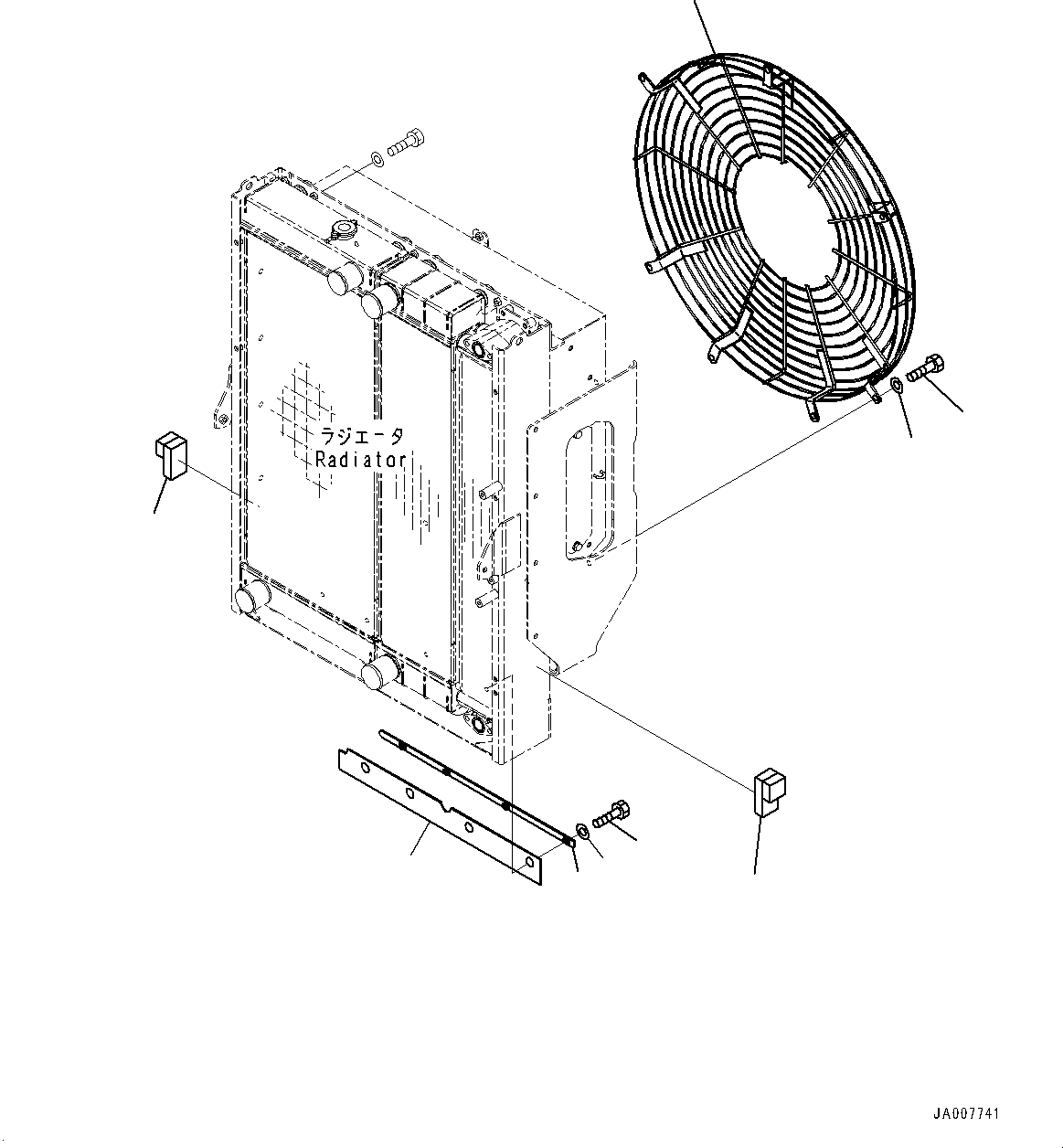 Схема запчастей Komatsu WA380Z-6 - РАДИАТОР, ЗАЩИТА ВЕНТИЛЯТОРА (№87-) РАДИАТОР