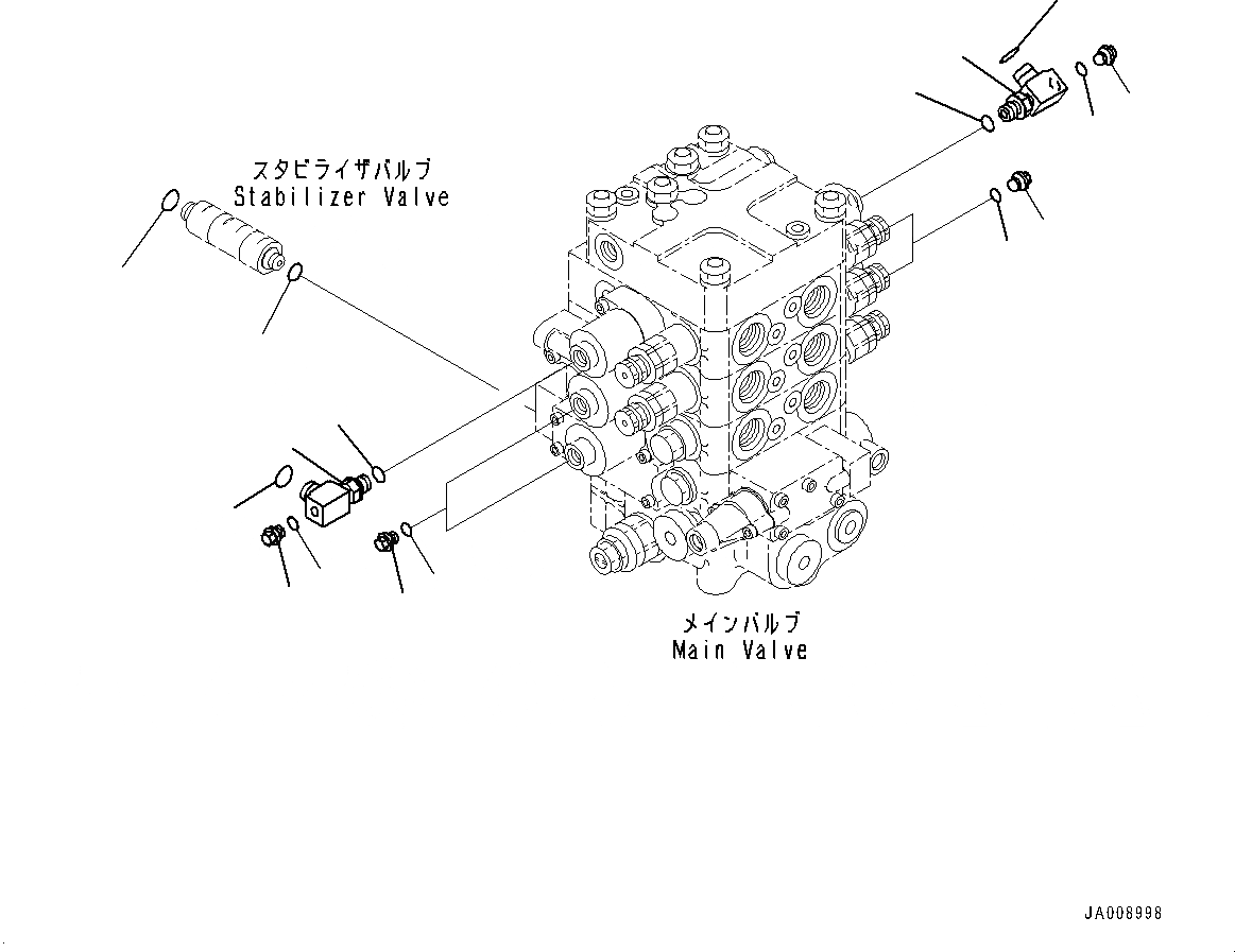 Схема запчастей Komatsu WA380Z-6 - ГИДРАВЛ УПРАВЛЯЮЩ. КЛАПАН, ПАТРУБОК (/) (№87-) ГИДРАВЛ УПРАВЛЯЮЩ. КЛАПАН, С 3-Х СЕКЦ. КОНТР. КЛАПАНОМ