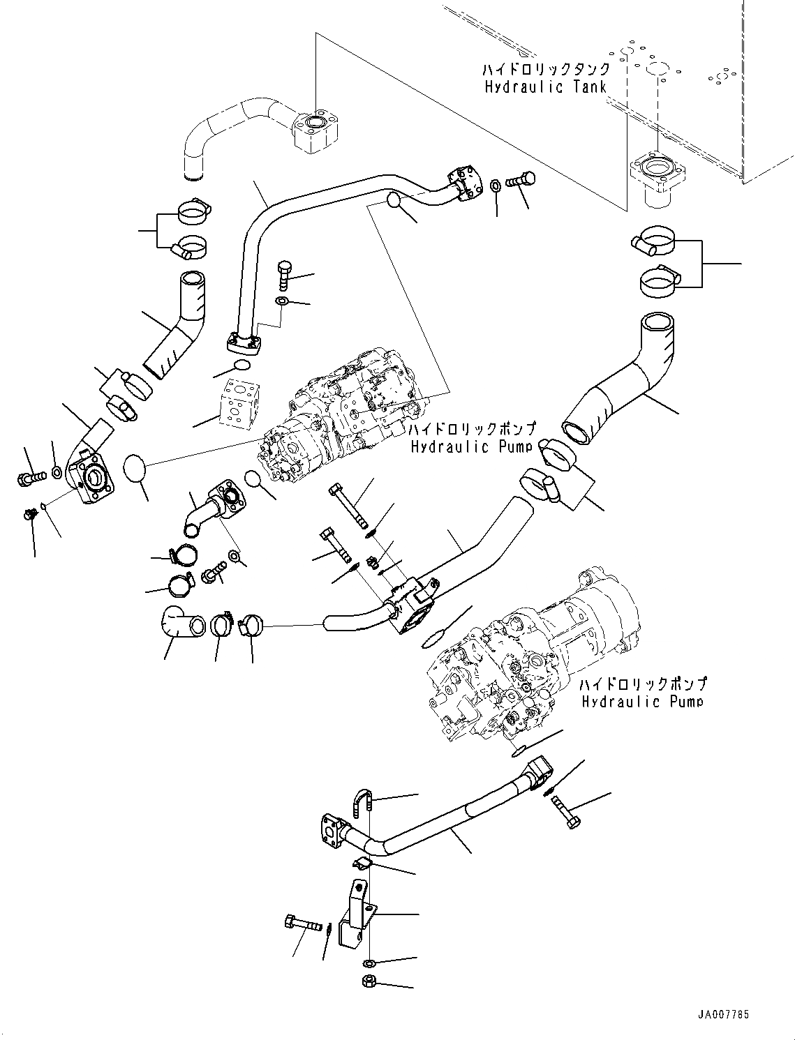 Схема запчастей Komatsu WA380Z-6 - ГИДР. НАСОС., ТРУБЫ (/) (№87-) ГИДР. НАСОС., С ЭКСТРЕНН. УПРАВЛ., АВТОМАТИЧ. УПРАВЛ-Е ТИП