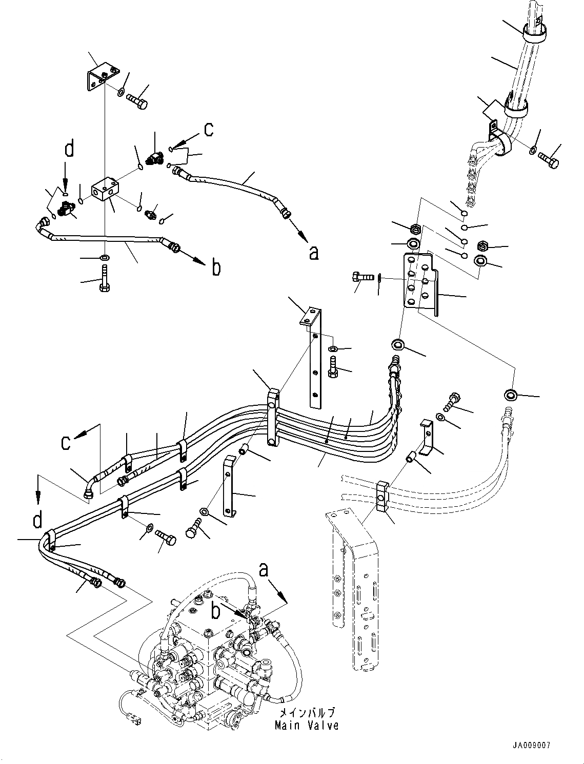 Схема запчастей Komatsu WA380Z-6 - ГИДРОЛИНИЯ, PPC ТРУБЫ (№87-) ГИДРОЛИНИЯ, С 3-Х СЕКЦ. КОНТР. КЛАПАНОМ