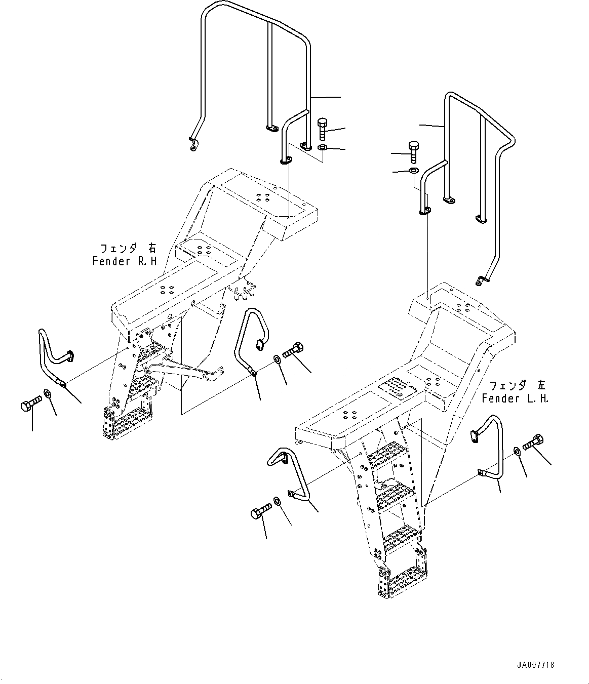 Схема запчастей Komatsu WA380Z-6 - ПОРУЧНИ(№87-) HANDRAIL, БЕЗ УДЛИНН. ВПУСК ВОЗДУХА, ПРЕФИЛЬТР МАСЛ. BATH ТИП