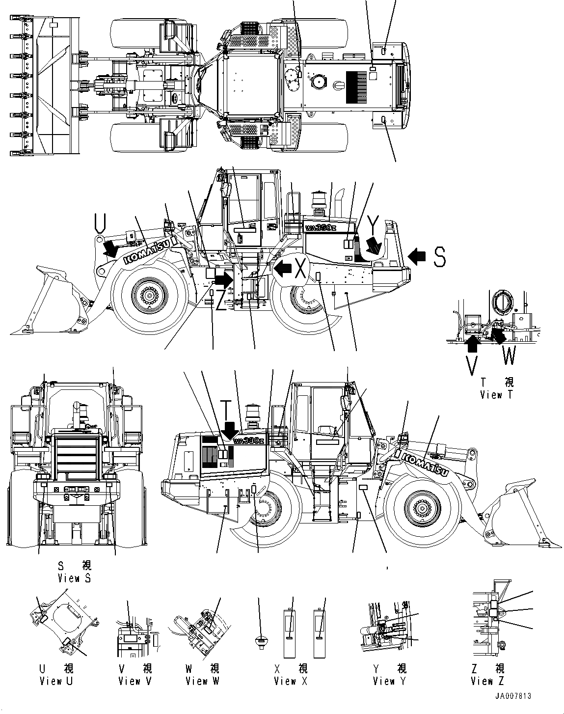 Схема запчастей Komatsu WA380Z-6 - ТАБЛИЧКИ, EXTERIOR (№87-) ТАБЛИЧКИ, ИНДОНЕЗИЯ