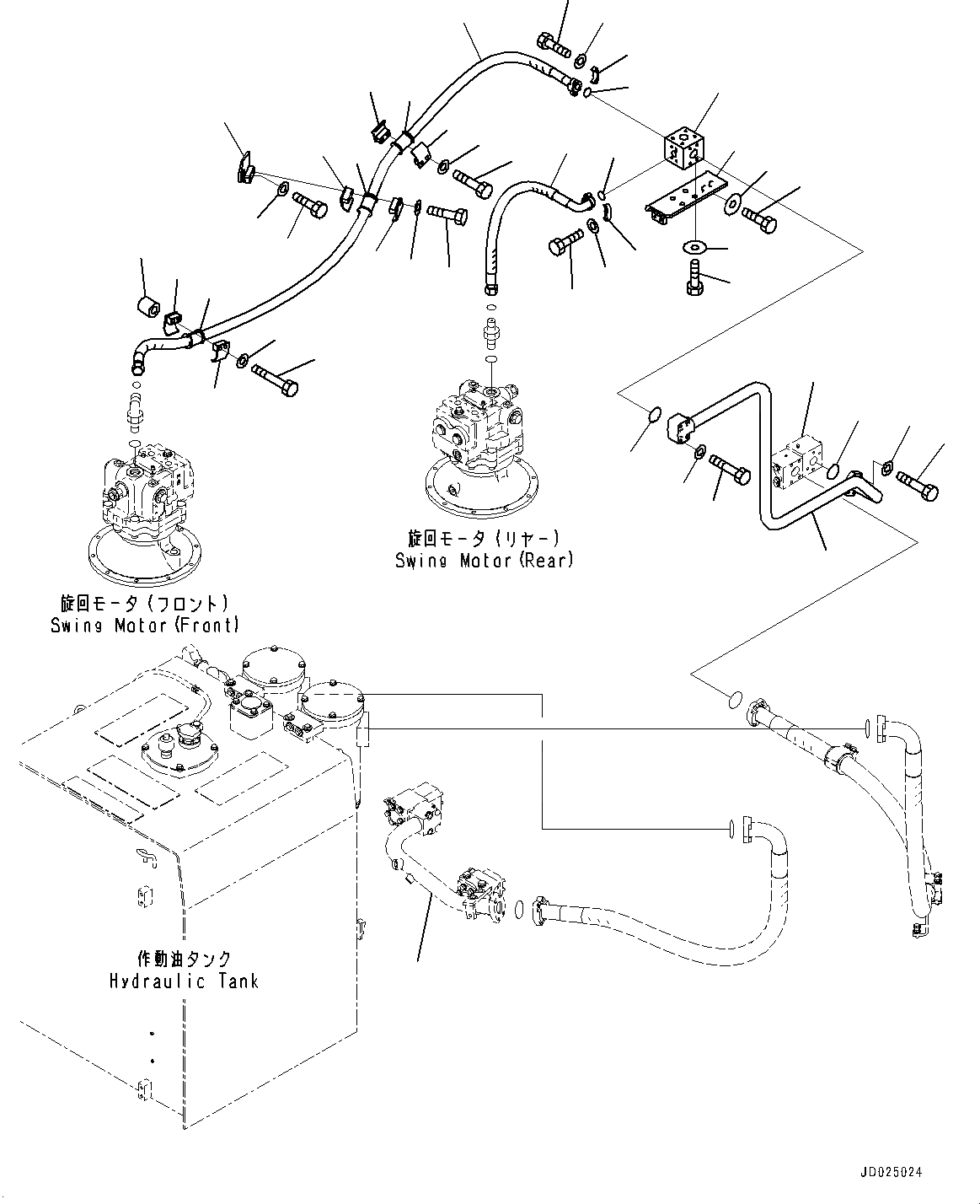 Схема запчастей Komatsu PC1250-8R - ВОЗВРАТ. ТРУБЫ, HOT AREA ARRANGEMENT (+DEG C), ПОВОРОТН. ВСАСЫВ. (/) (№-) ВОЗВРАТ. ТРУБЫ, HOT AREA ARRANGEMENT (+DEG C)