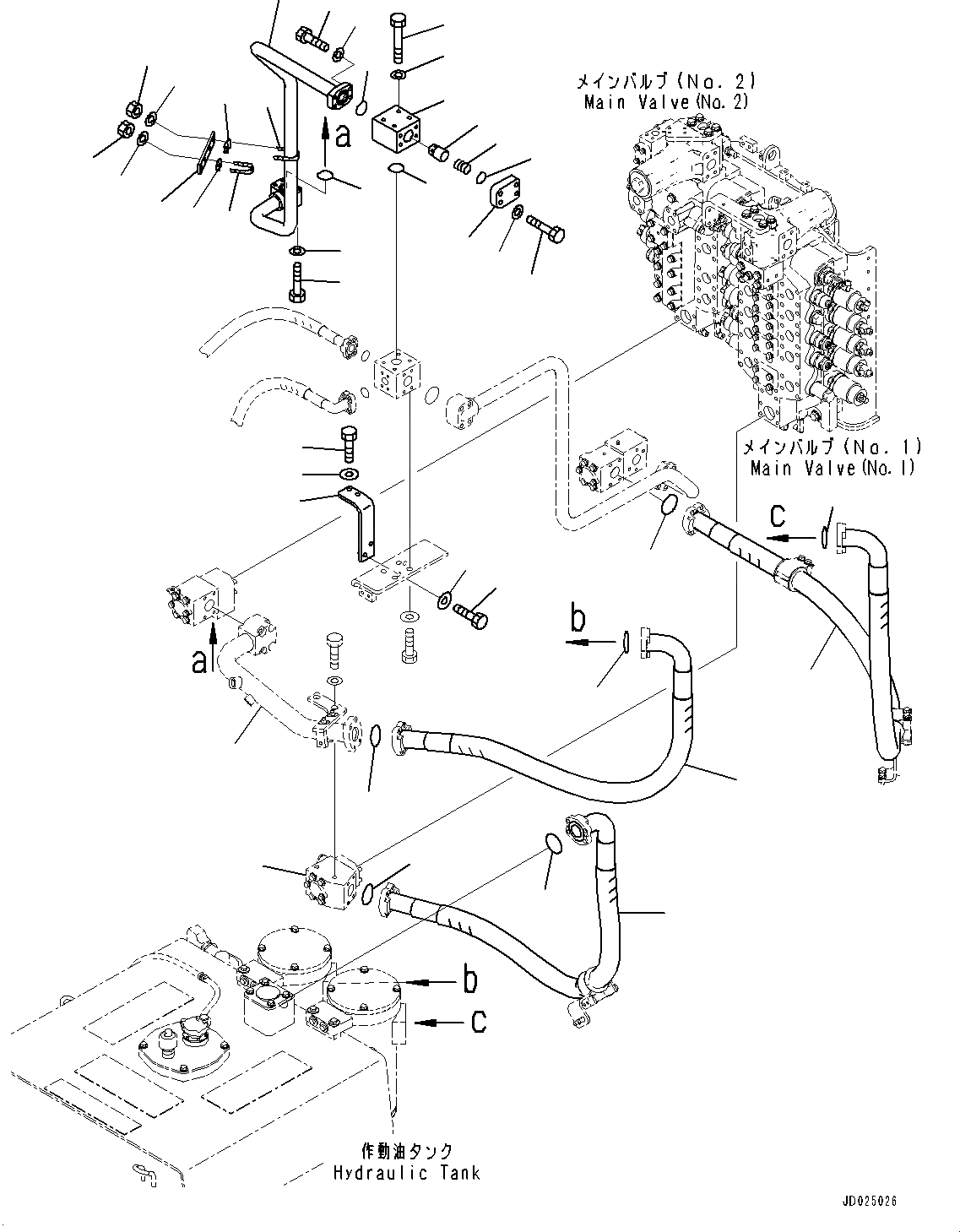 Схема запчастей Komatsu PC1250-8R - ВОЗВРАТ. ТРУБЫ, HOT AREA ARRANGEMENT (+DEG C), ПОВОРОТН. ВСАСЫВ. (/) (№-) ВОЗВРАТ. ТРУБЫ, HOT AREA ARRANGEMENT (+DEG C)