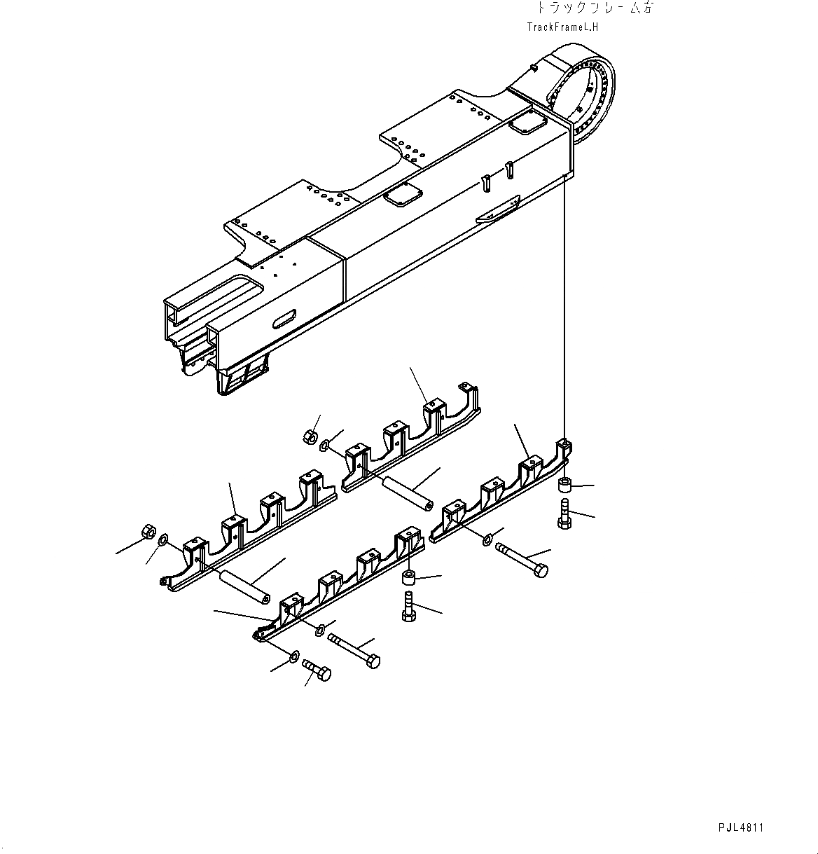 Схема запчастей Komatsu PC1250-8R - ГУСЕНИЧНАЯ РАМА, С RUSTЗАЩИТА SPRING, С ПОЛН. LENGTH ЗАЩИТА ОПОРНЫХ КАТКОВ, ПОЛН. ЗАЩИТА КАТКОВ (/) (№-) ГУСЕНИЧНАЯ РАМА, С RUSTЗАЩИТА SPRING, С ПОЛН. LENGTH ЗАЩИТА ОПОРНЫХ КАТКОВ