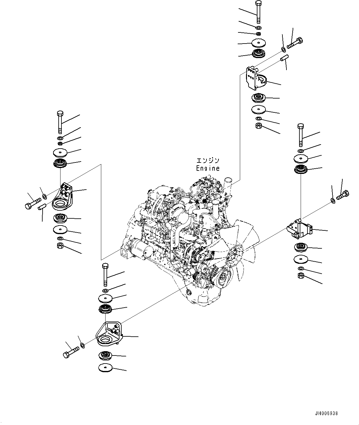 Схема запчастей Komatsu PC210LC-10 - КРЕПЛЕНИЕ ДВИГАТЕЛЯ, КОМПОНЕНТЫ (№-) КРЕПЛЕНИЕ ДВИГАТЕЛЯ