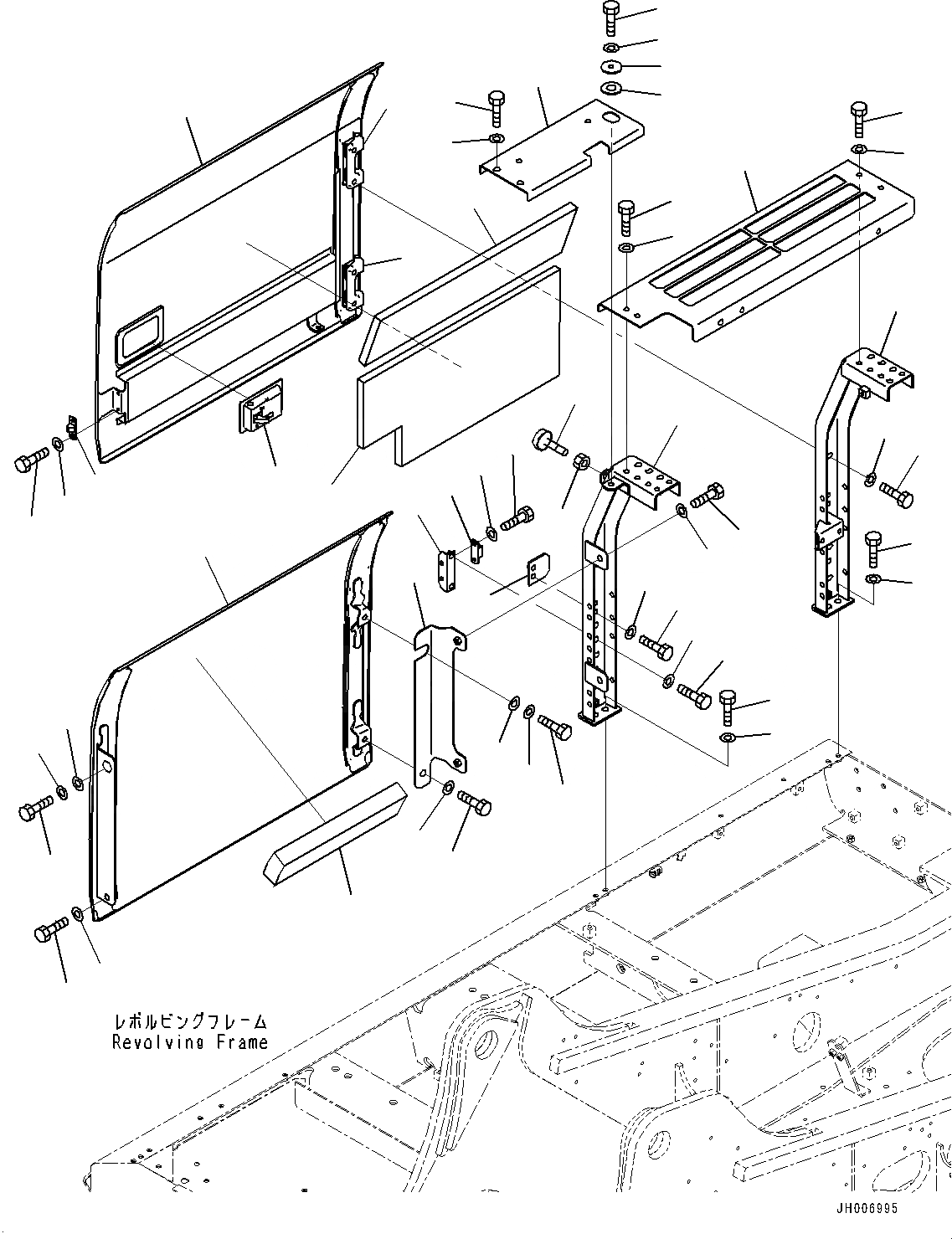 Схема запчастей Komatsu PC210LC-10 - ДВЕРЬ ПРАВ. (№-) ДВЕРЬ ПРАВ.