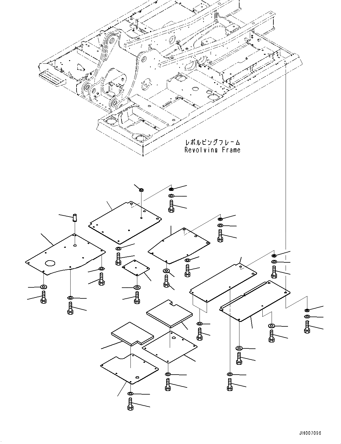 Схема запчастей Komatsu PC210LC-10 - НИЖН. КРЫШКА (№-) НИЖН. КРЫШКА, УСИЛ. ТИП, СЕВ. АМЕРИКА