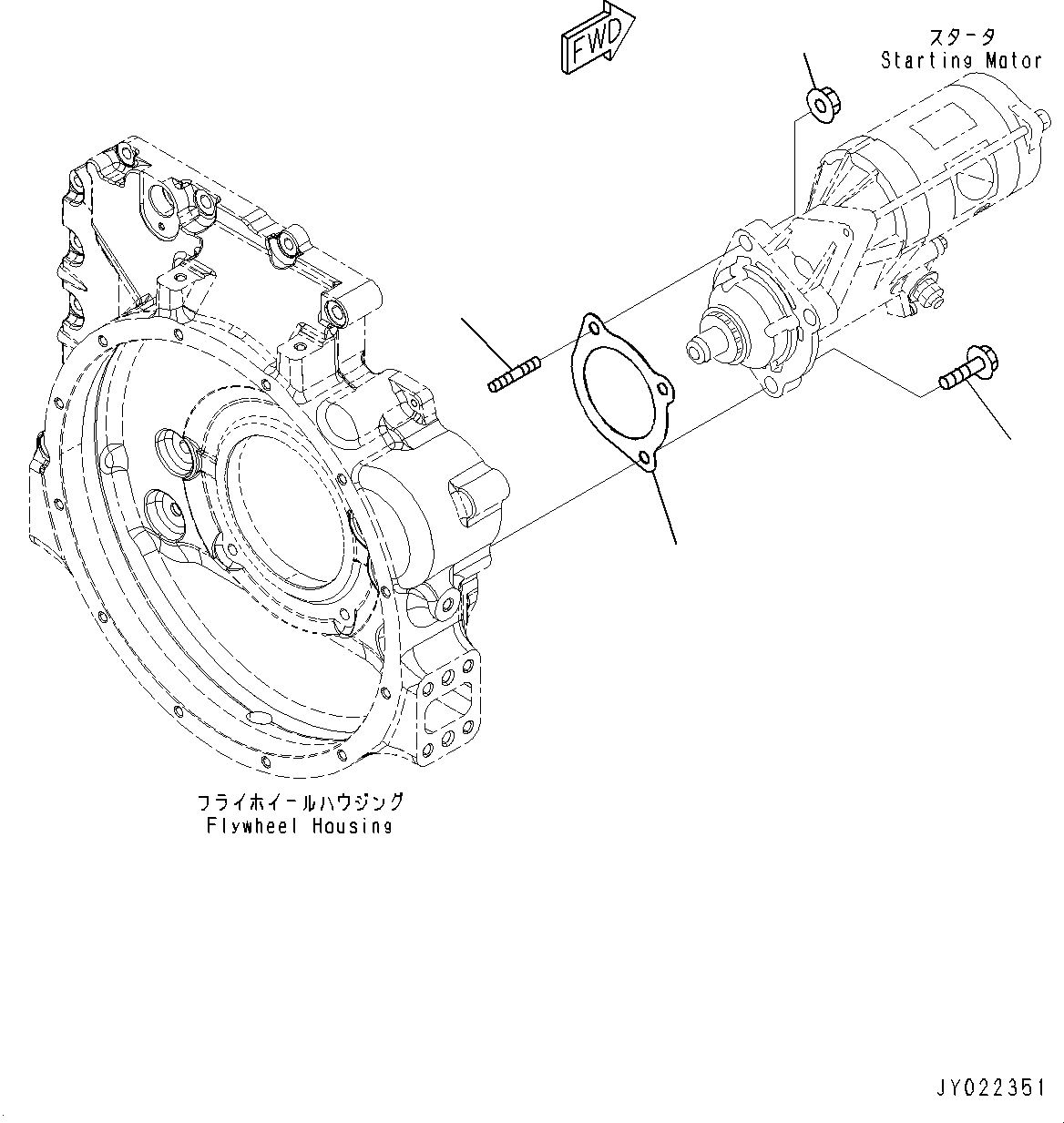 Схема запчастей Komatsu SAA6D107E-2E - КРЕПЛЕНИЕ СТАРТЕРА (№-) КРЕПЛЕНИЕ СТАРТЕРА, .KW