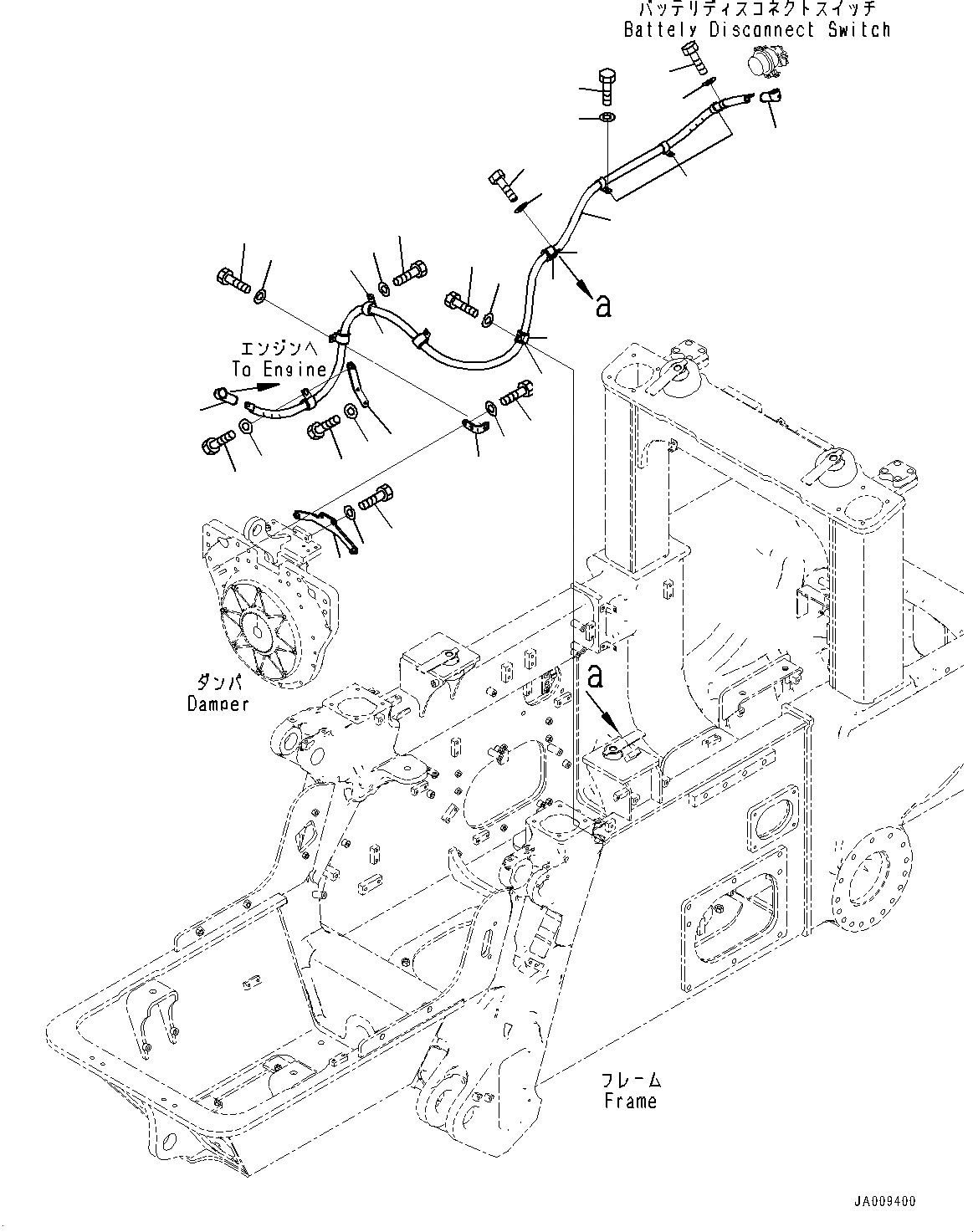 Схема запчастей Komatsu D61EX-23 - ДВИГАТЕЛЬ ПРОВОДКА, АККУМУЛЯТОР КАБЕЛЬ (№-) ДВИГАТЕЛЬ ПРОВОДКА