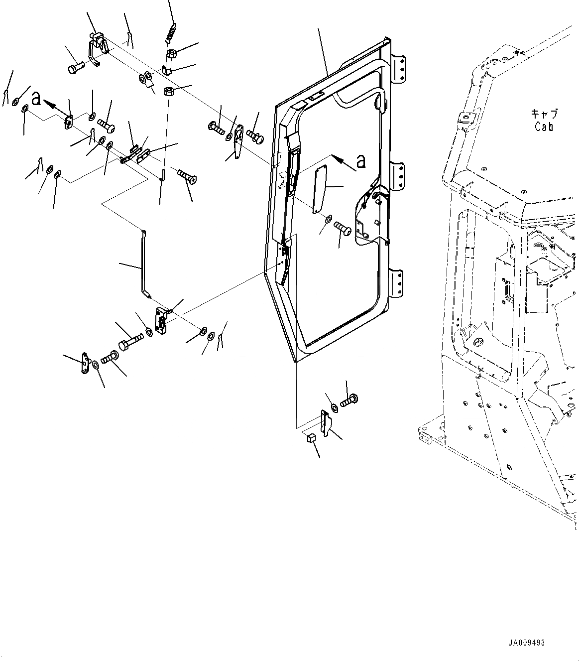 Схема запчастей Komatsu D61EX-23 - КАБИНА, ДВЕРЬ И LATCH, ПРАВ. (№-) КАБИНА, С AM-FM STEREO РАДИО С AUX ФИКСИР., ЕСКАНАТ И ASIA, ЗАДН.VIEW CAMERA