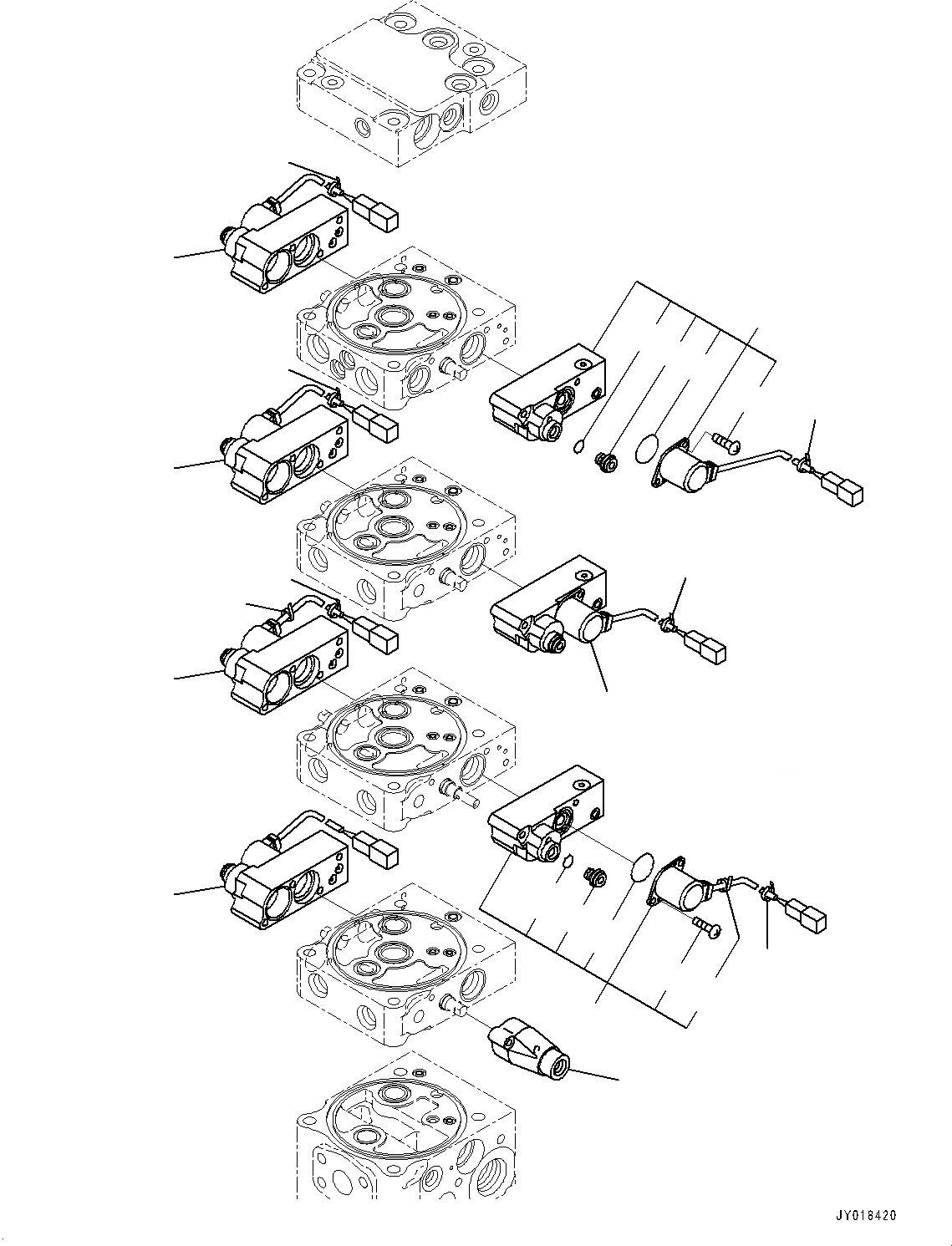 Схема запчастей Komatsu D61PX-23 - УПРАВЛЯЮЩ. КЛАПАН, ВНУТР. ЧАСТИ (/) (№-) УПРАВЛЯЮЩ. КЛАПАН, БЕЗ ЗАДН. -НАВЕСН. ОБОРУД, ЛЕБЕДКА