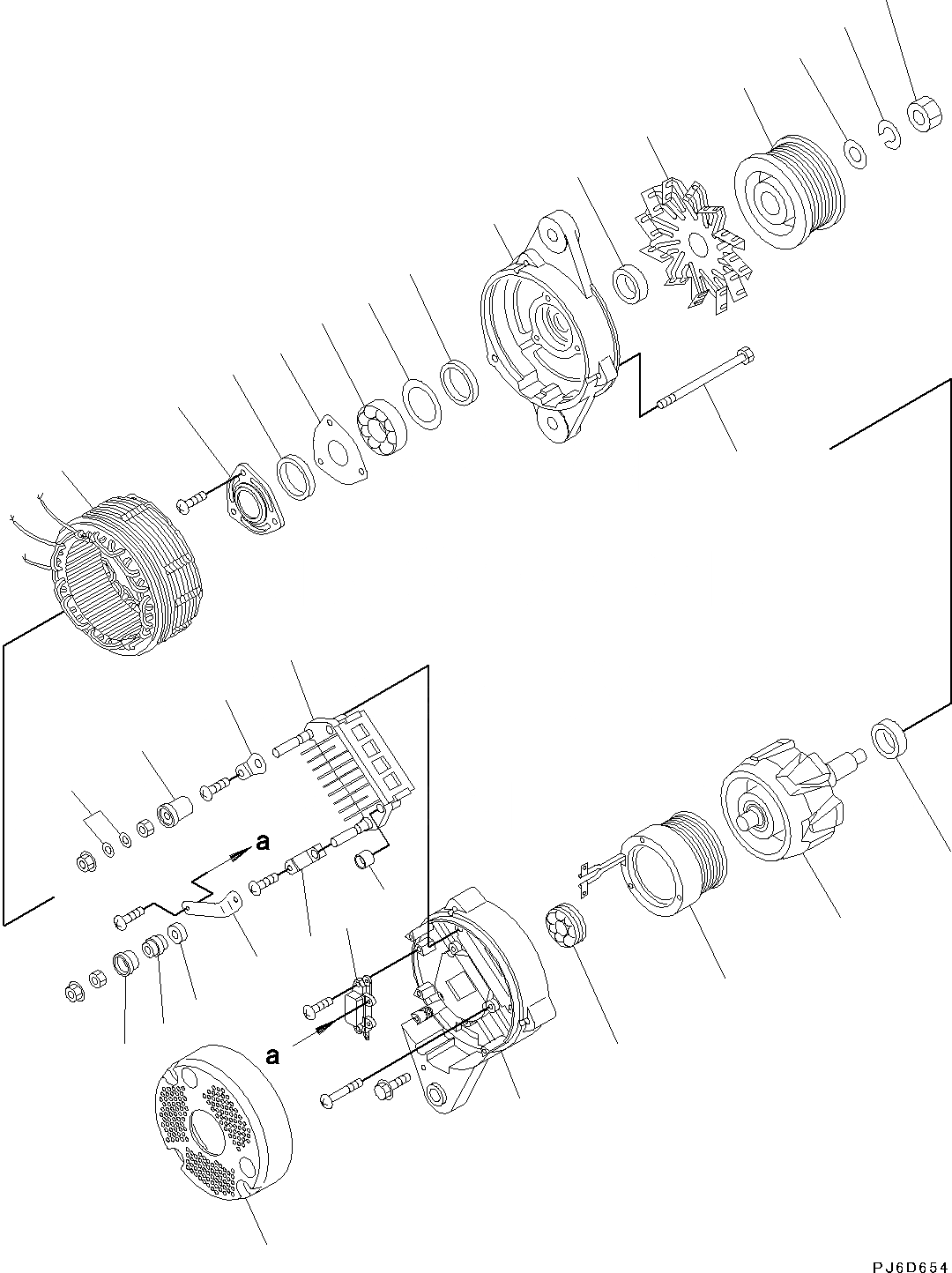 Схема запчастей Komatsu SAA6D107E-2D - ГЕНЕРАТОР (№7-7) ГЕНЕРАТОР, AMP