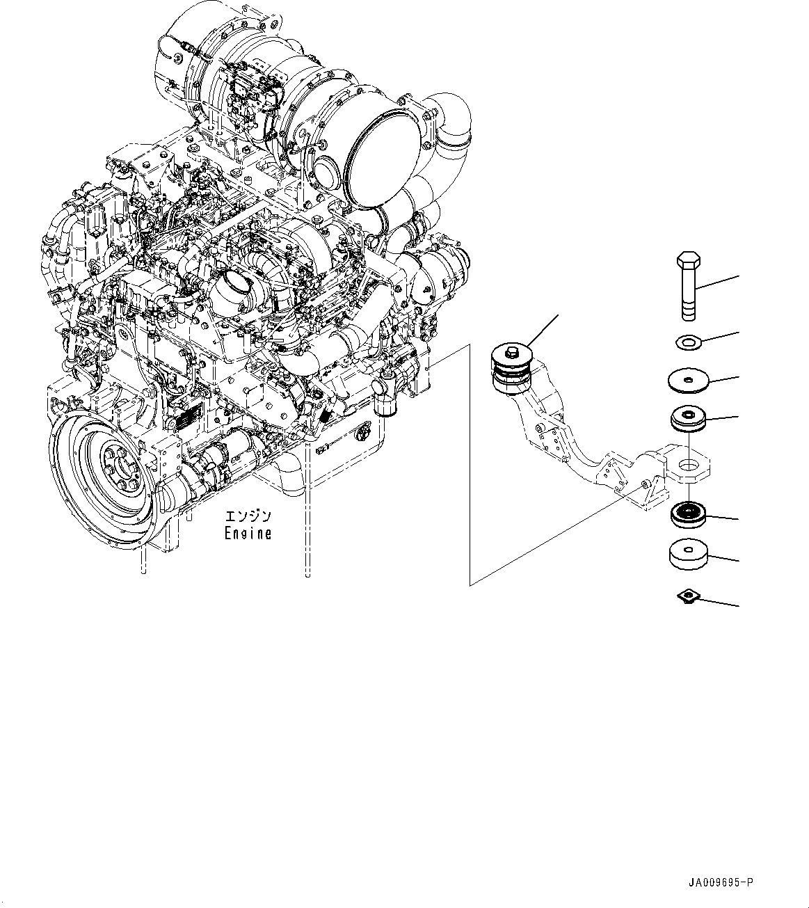 Схема запчастей Komatsu WA470-7 - КРЕПЛЕНИЕ ДВИГАТЕЛЯ (№-) КРЕПЛЕНИЕ ДВИГАТЕЛЯ