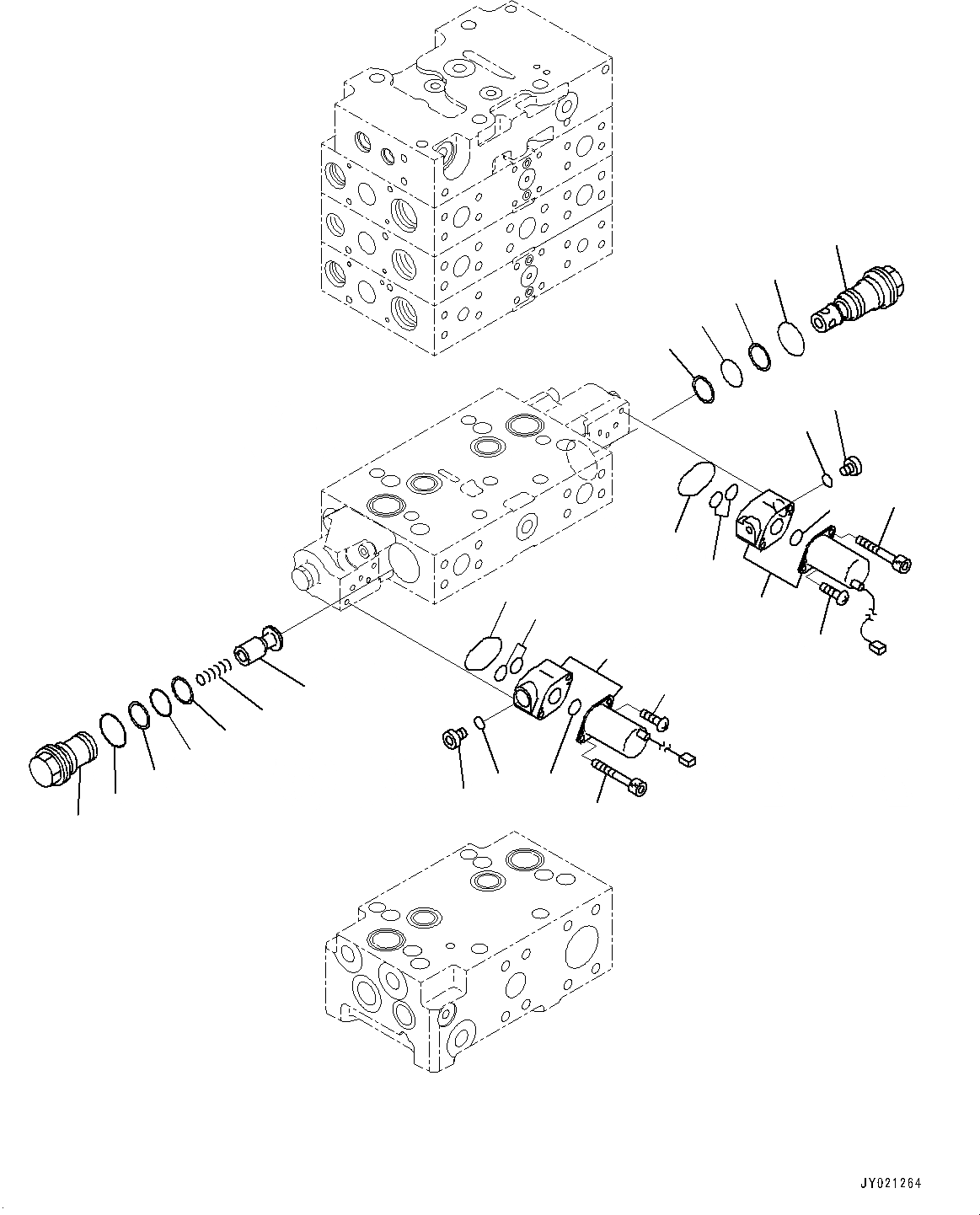 Схема запчастей Komatsu WA470-7 - ГИДРАВЛ МАСЛ. УПРАВЛЯЮЩ. КЛАПАН, -КЛАПАН (/) (№-) ГИДРАВЛ МАСЛ. УПРАВЛЯЮЩ. КЛАПАН, С 3-Х СЕКЦ. КОНТР. КЛАПАНОМ