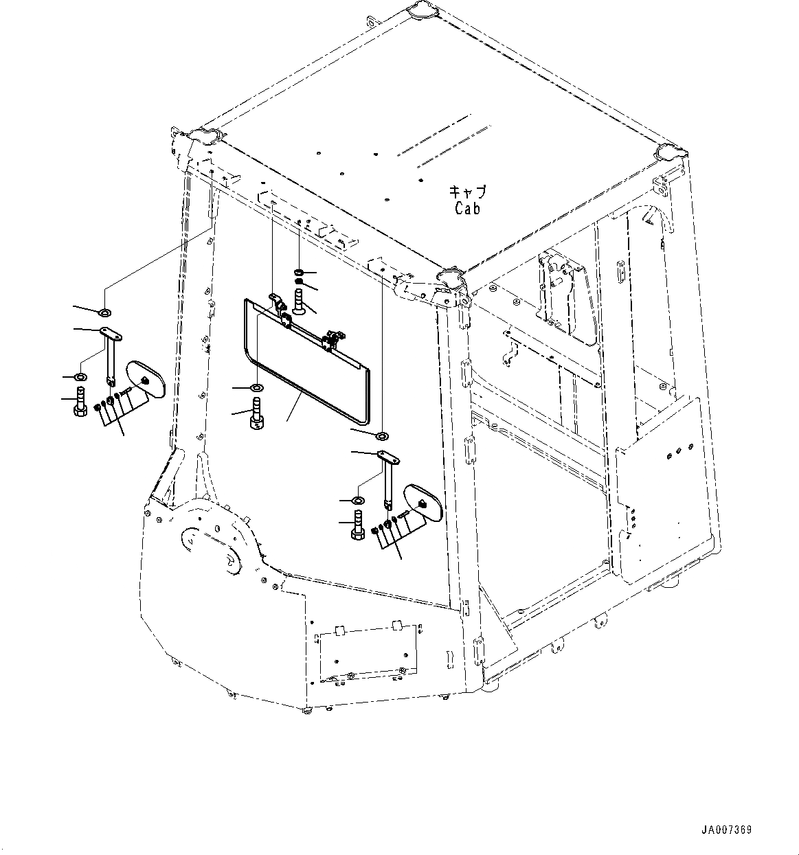 Схема запчастей Komatsu WA470-7 - КАБИНА ROPS И ОСНОВН. КОНСТРУКЦИЯ ГРУППА, ЗЕРКАЛАAND КОЗЫРЕК (№-) КАБИНА ROPS И ОСНОВН. КОНСТРУКЦИЯ ГРУППА, ДВУСТОРОНН. РАМА ОКНА